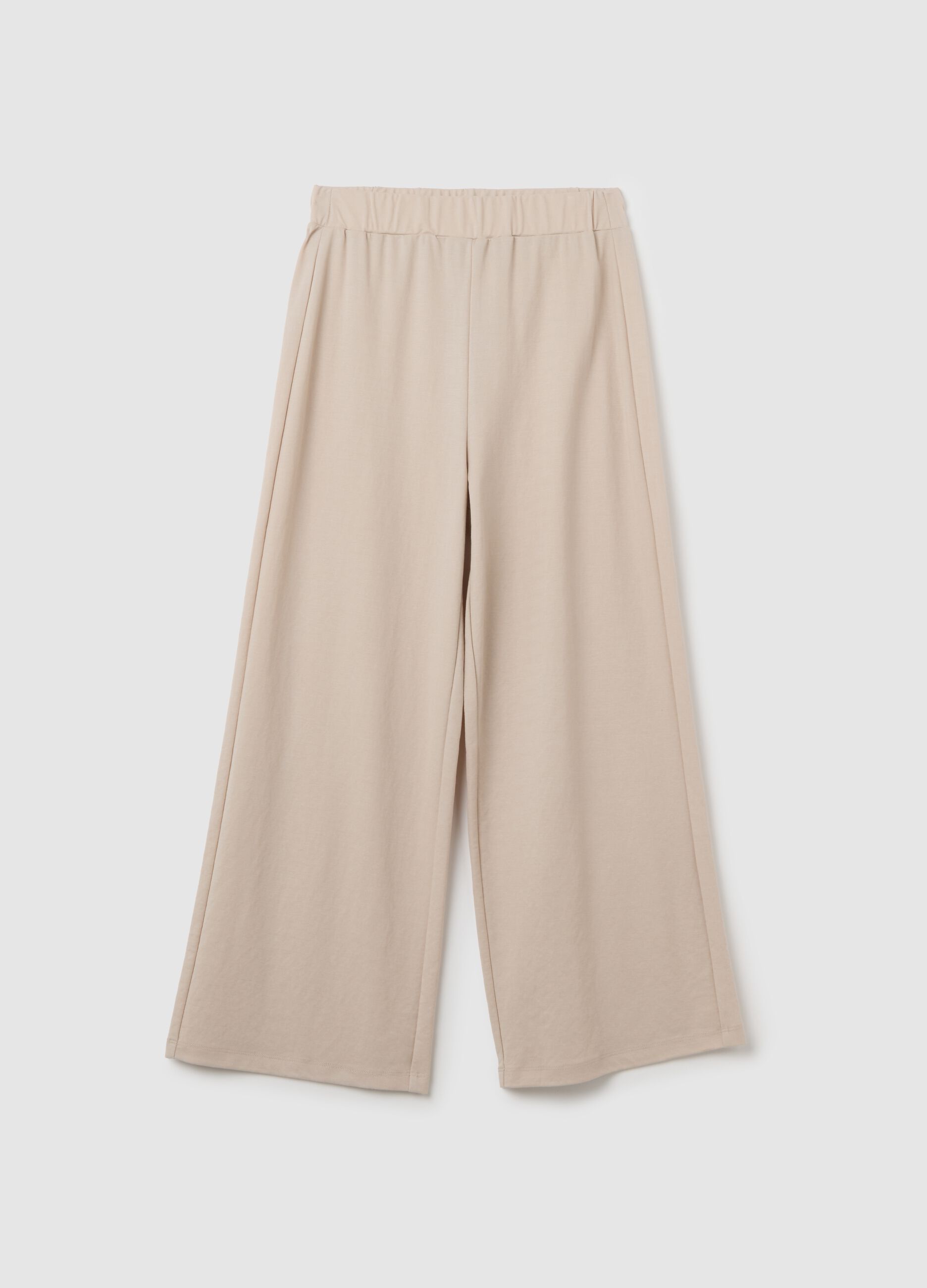Pantaloni culotte da donna in misto viscosa beige regular fit