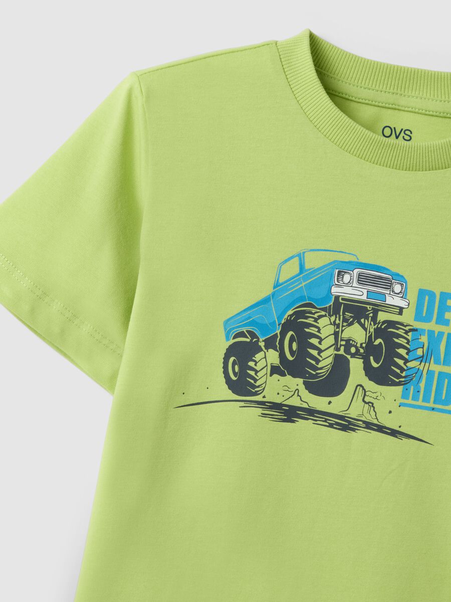 T-shirt in puro cotone verde regular fit per bambino con stampa_3