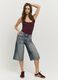 Blue pure cotton culotte jeans_0
