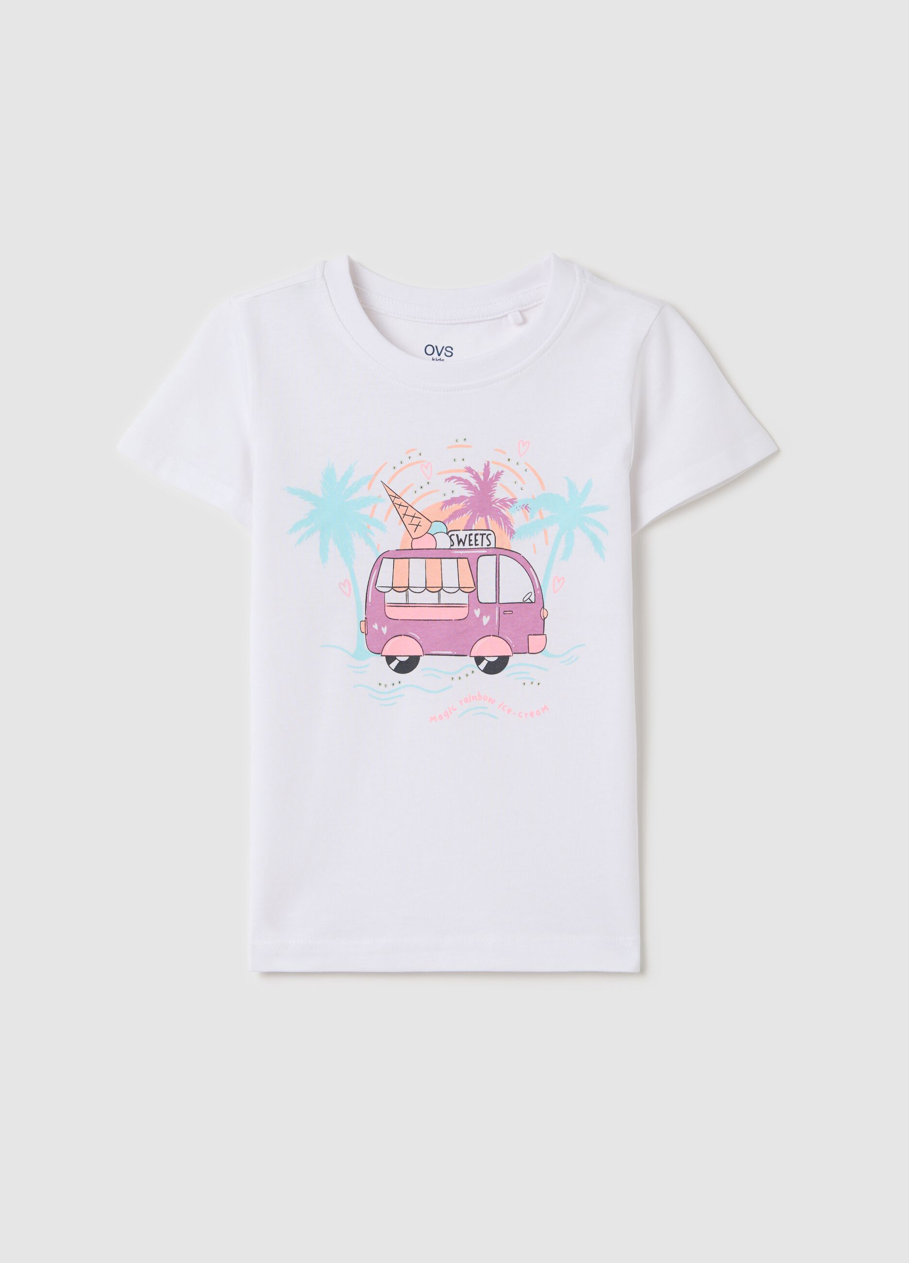 White cotton T-shirt with print