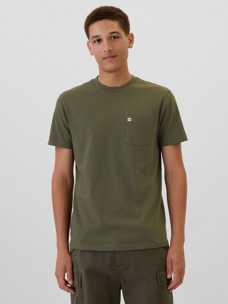 T-shirt in cotone con tasca_0