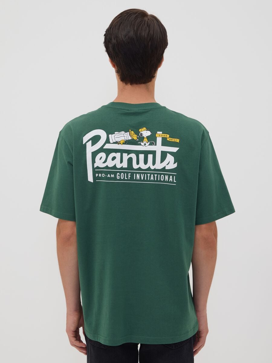 Green pure cotton Peanuts print T-shirt, relaxed fit_3