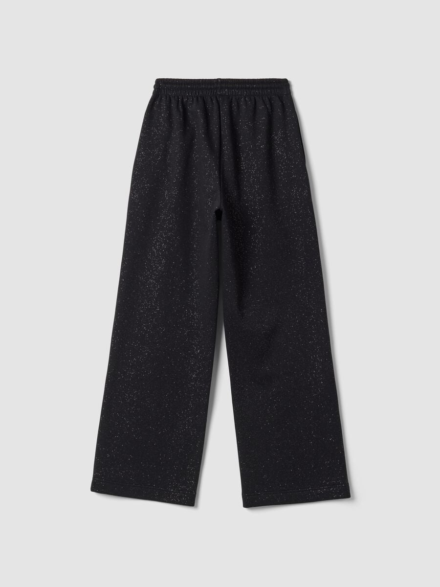 Black wide-leg cotton-blend trousers with lurex_2