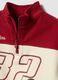 Red pure cotton set with half-zip collar for boys_2