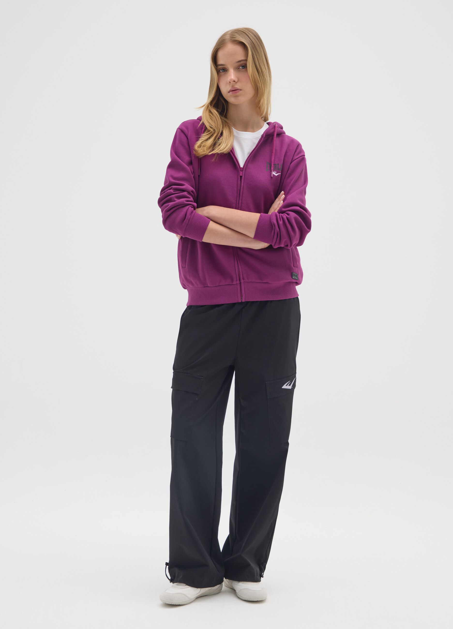 Purple cotton blend sweatshirt regular fit