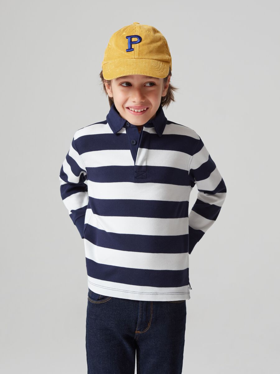 Polo in cotone con fantasia a righe_1