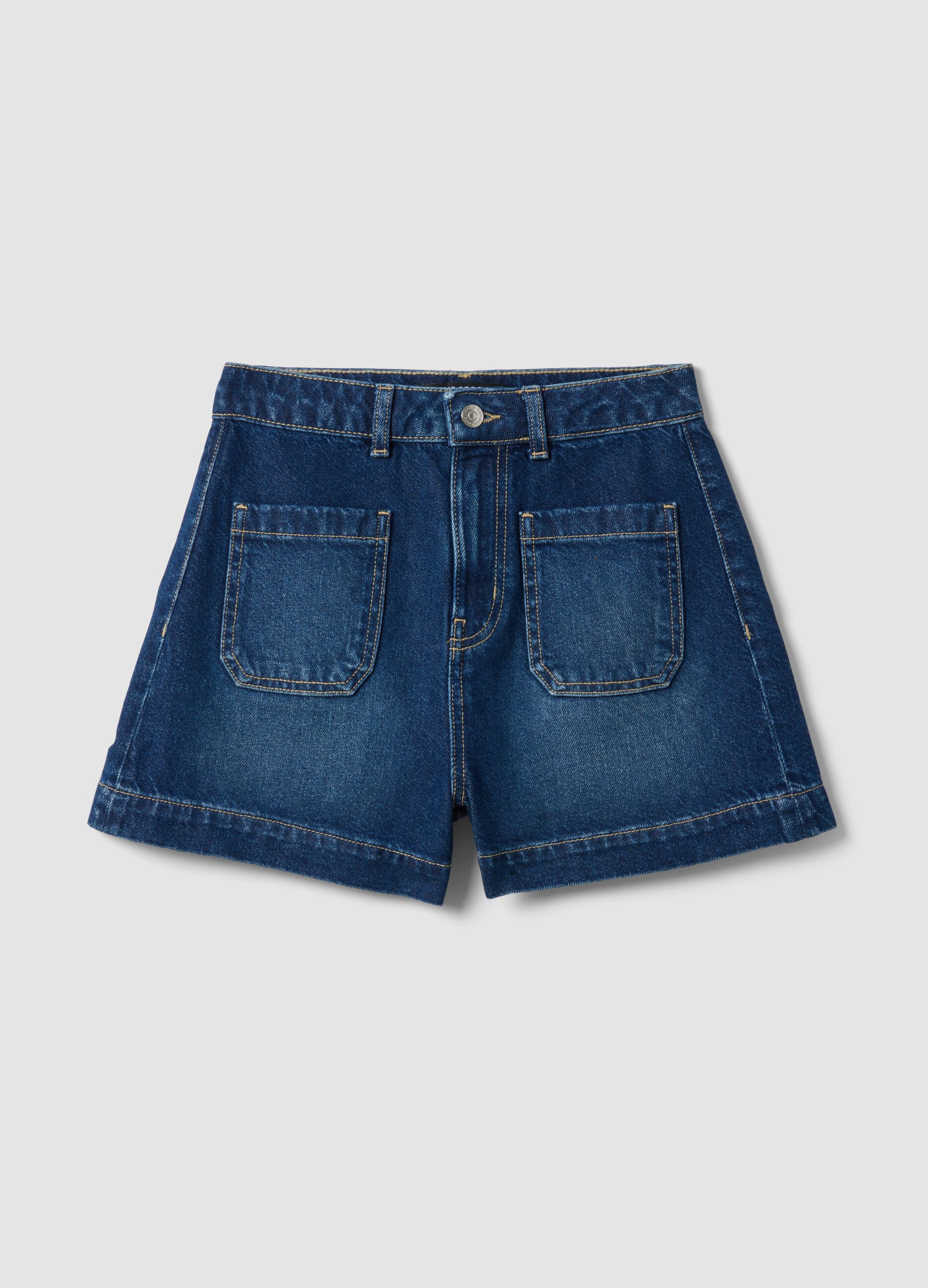 Blue denim Bermuda shorts in pure cotton
