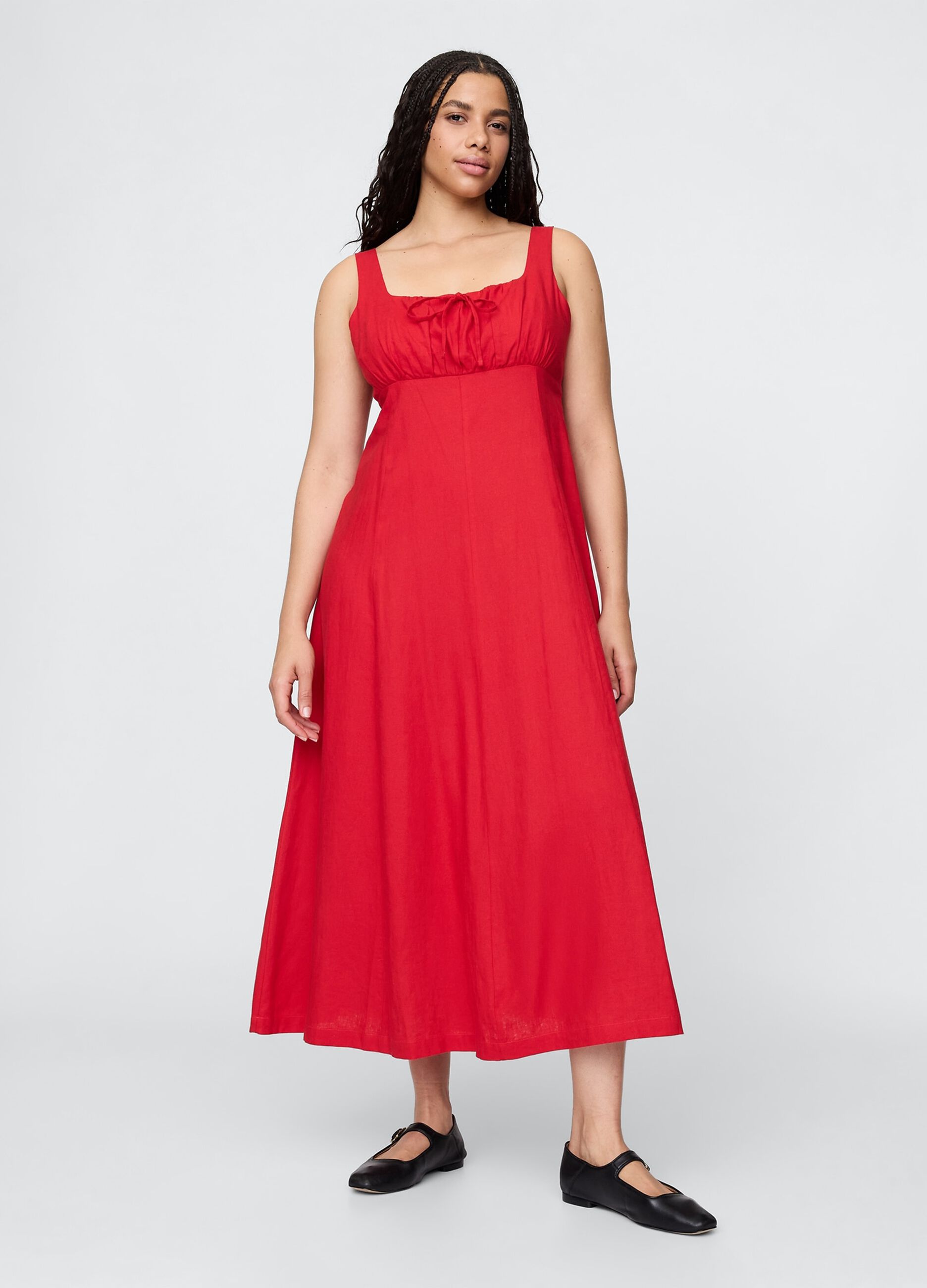 Gap Red Long Linen and Viscose Dress