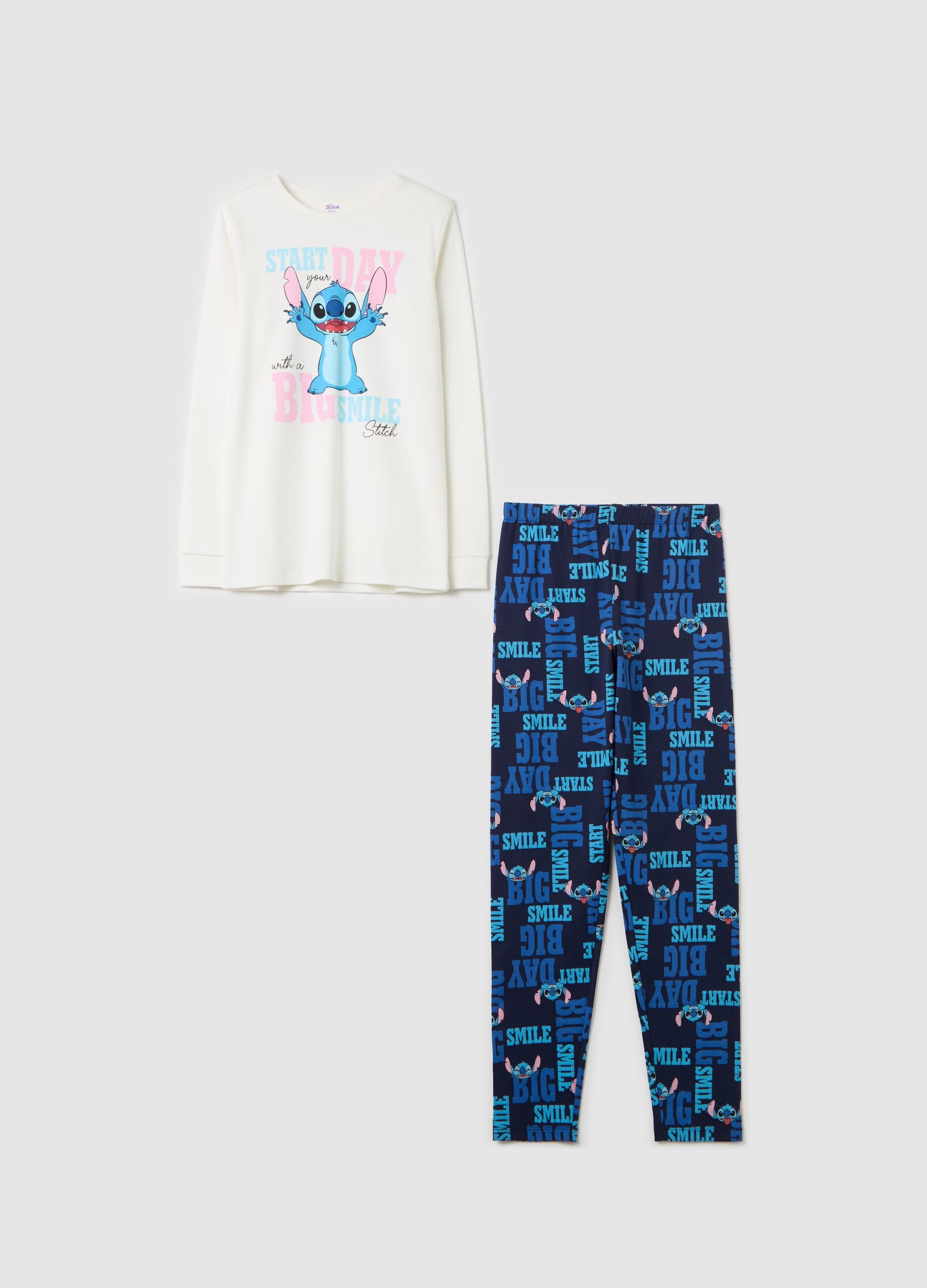 Pigiama in cotone con stampa Stitch