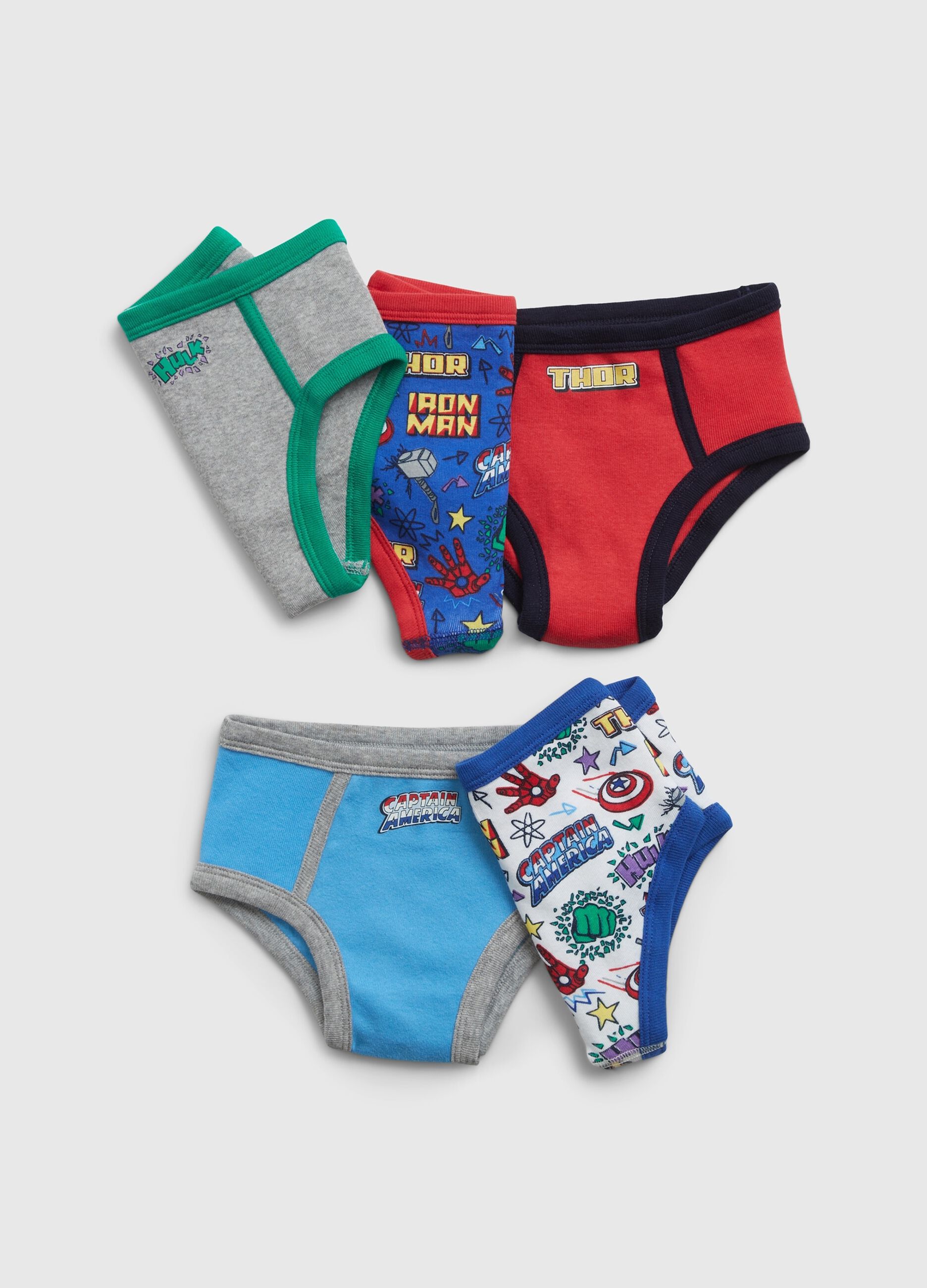 Set cinque slip in cotone bio stampa Avengers_0