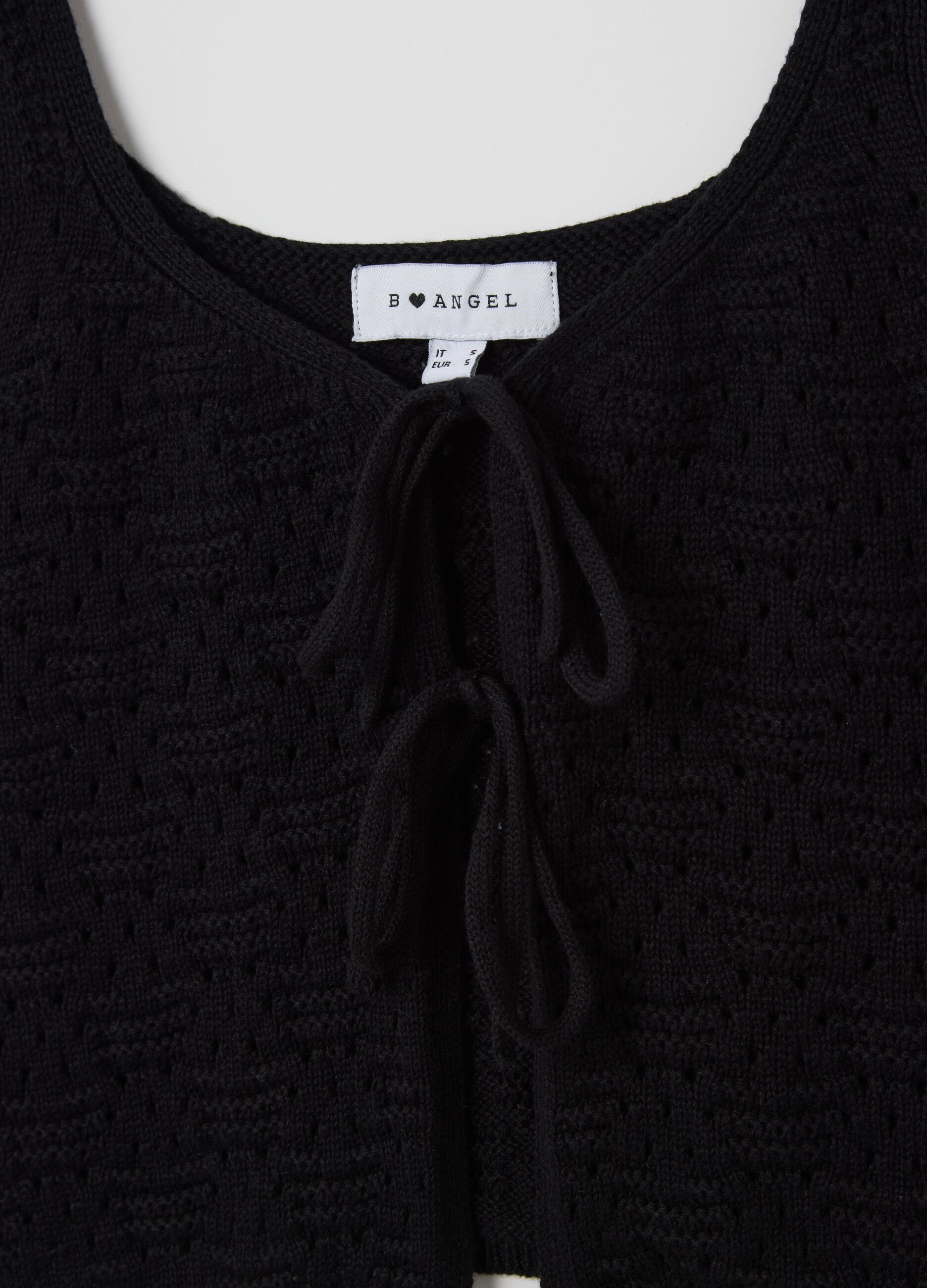 Black crochet crop top with laces