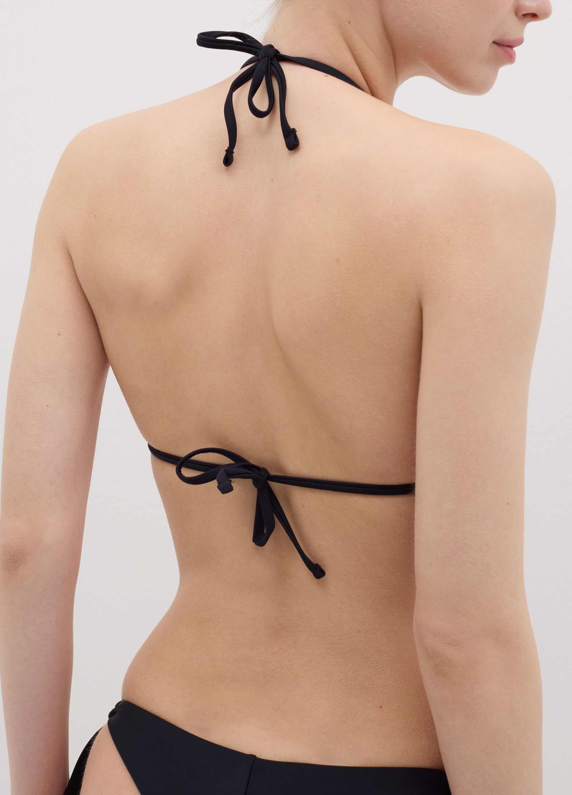 Black triangle bikini top with ties