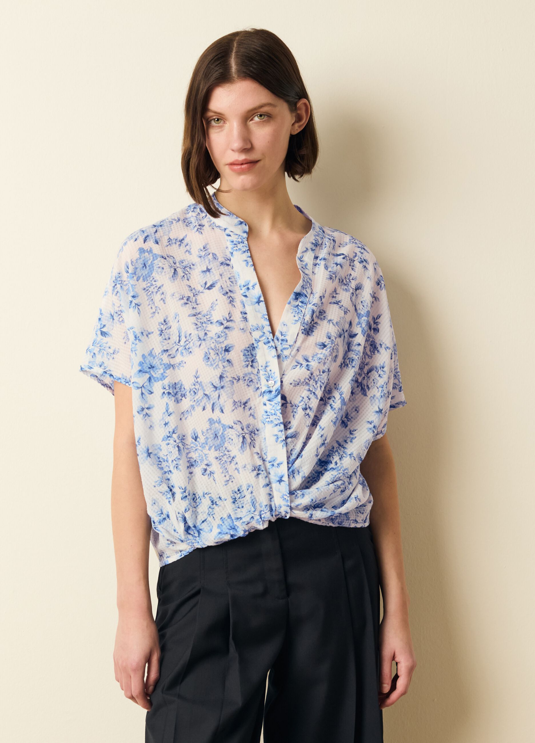 Floral blouse with knot
