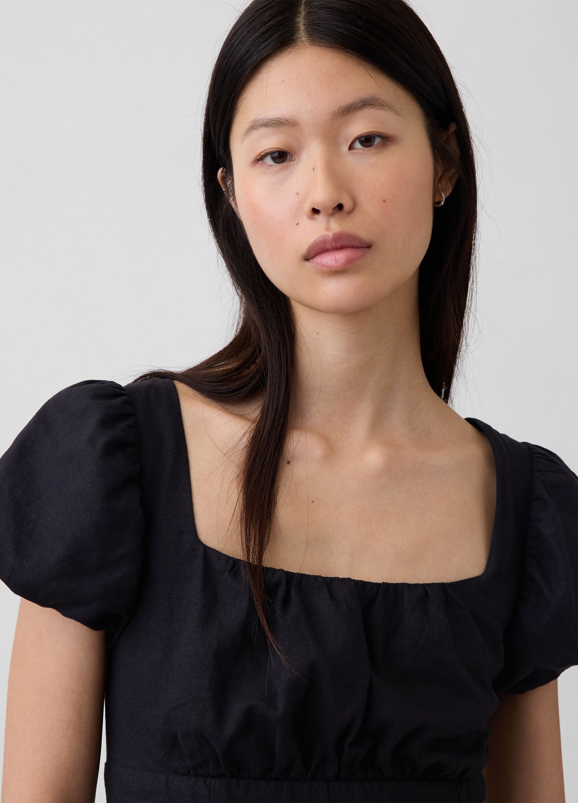 Long linen-blend dress