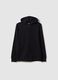 Black hoodie for boys in pure cotton with oversized fit and zip_0