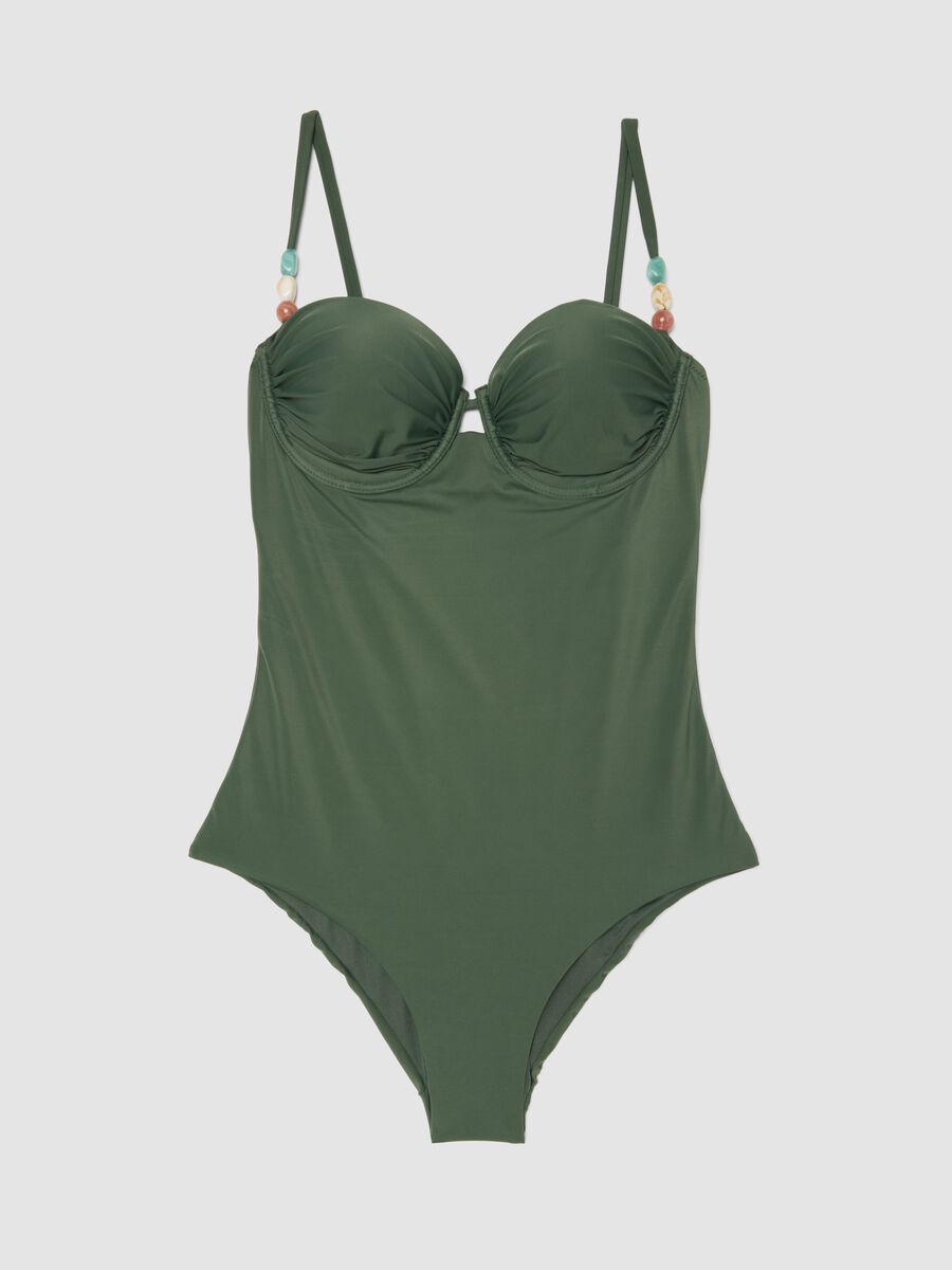 Green stretch swimsuit with embellishments_4