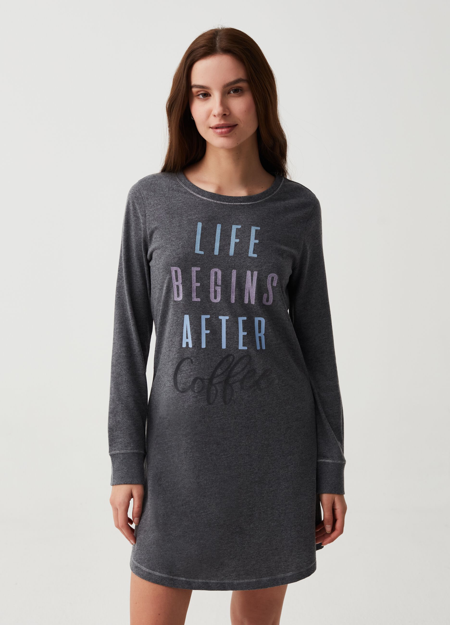 Nightdress with printed lettering