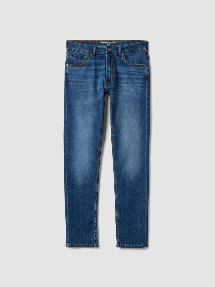 Jeans in cotone elasticizzato blu slim fit_4