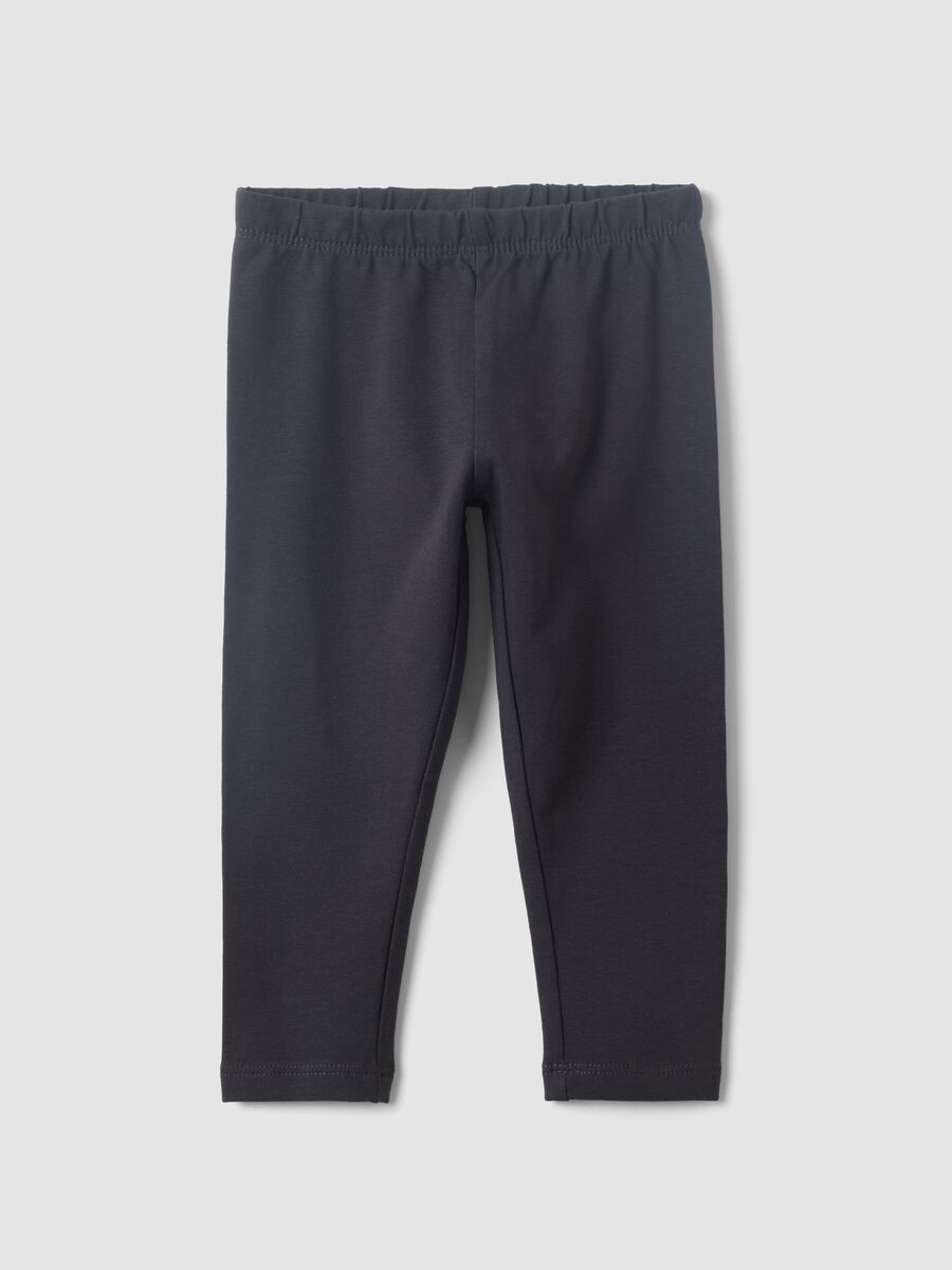 Leggings neri in misto cotone organico slim fit per bimba_0