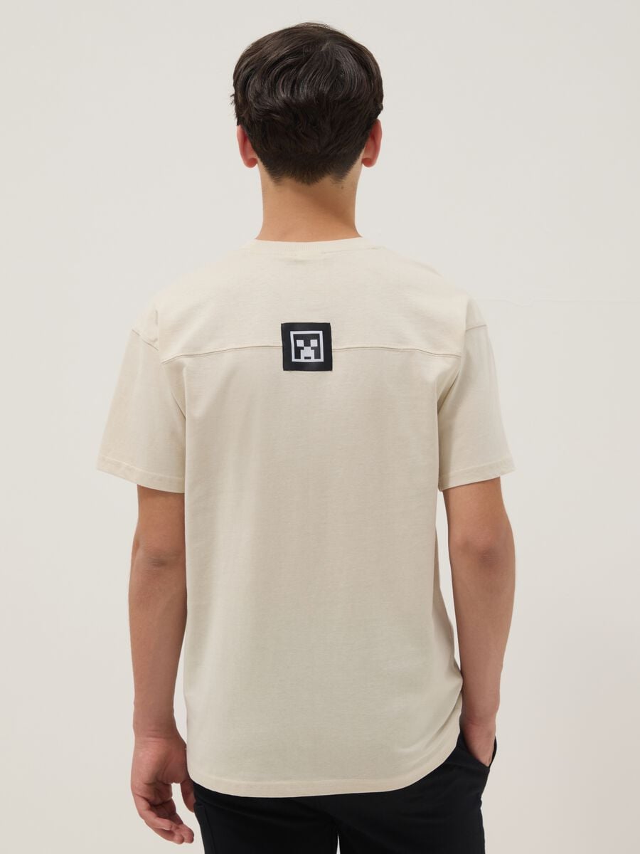 Boys' Beige Pure Cotton T-shirt with Relaxed Fit and Print_1