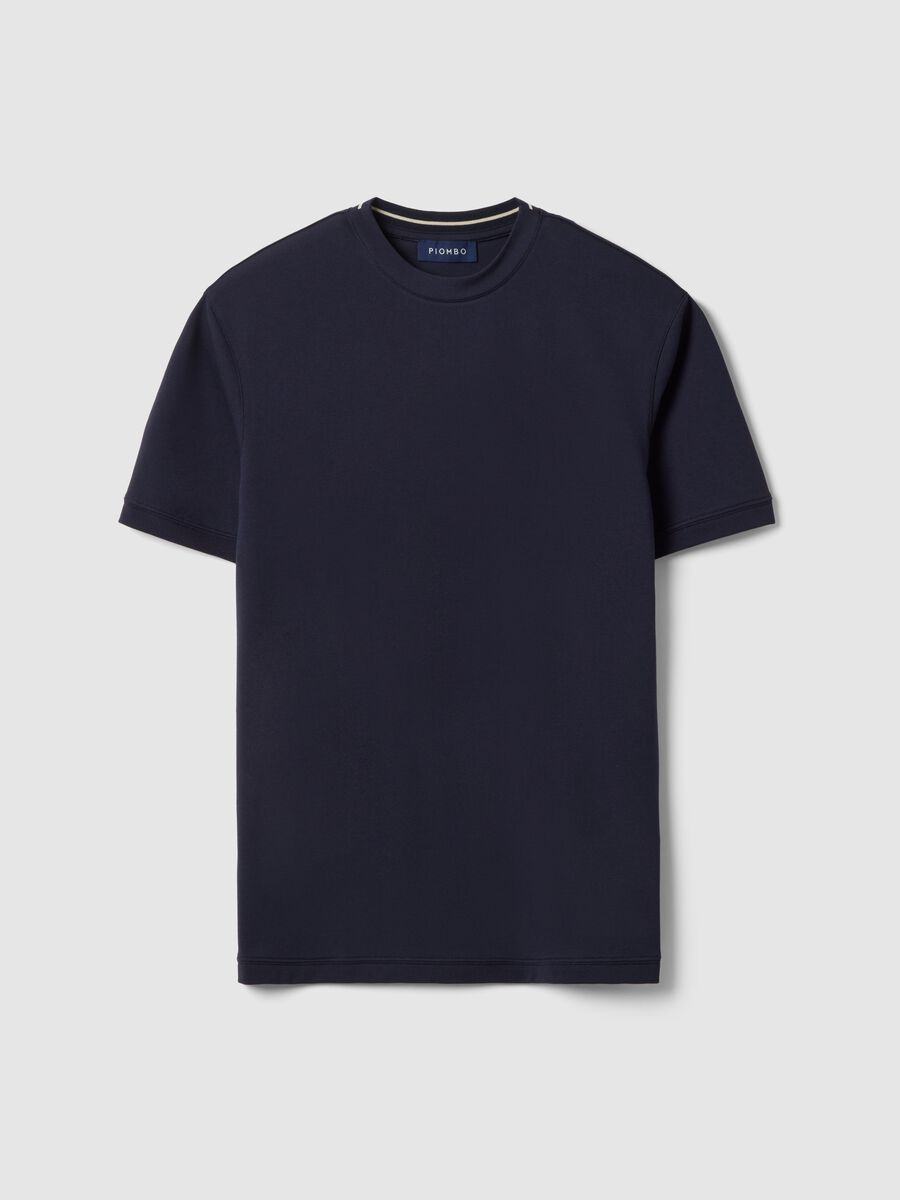 T-shirt girocollo in cotone elasticizzato blu relaxed fit_4