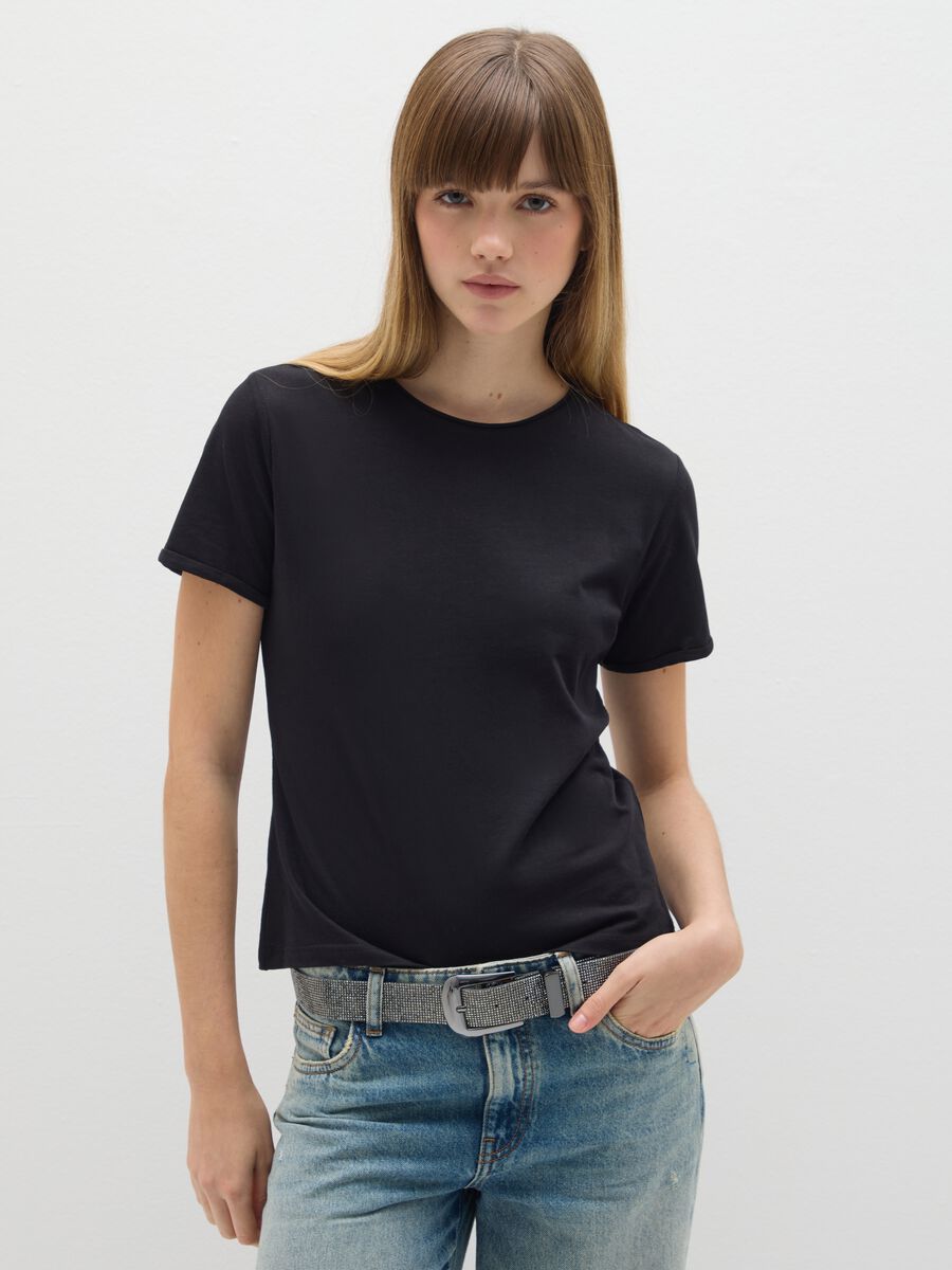 Black pure cotton t-shirt regular fit_0