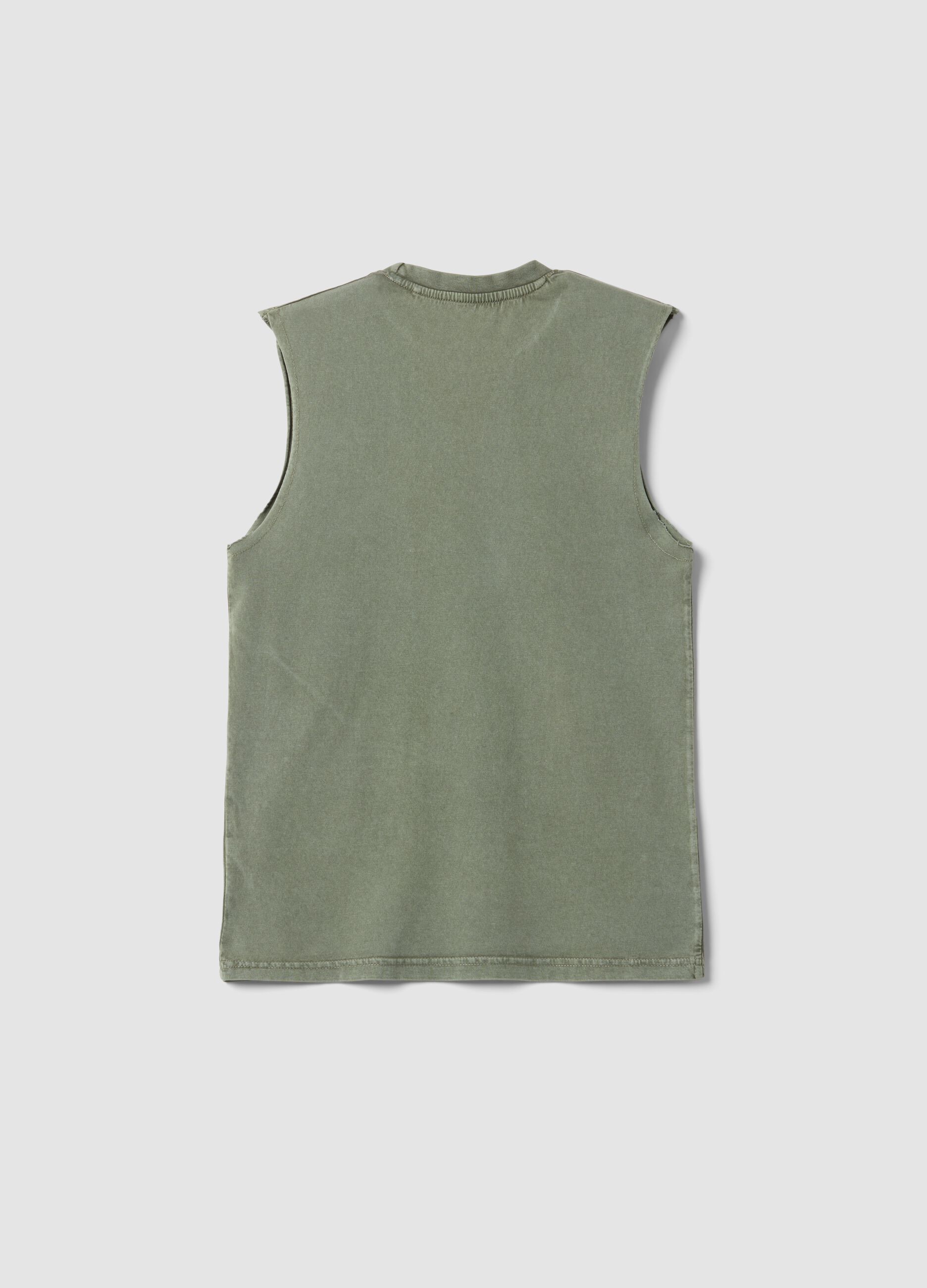 Green pure cotton vest top