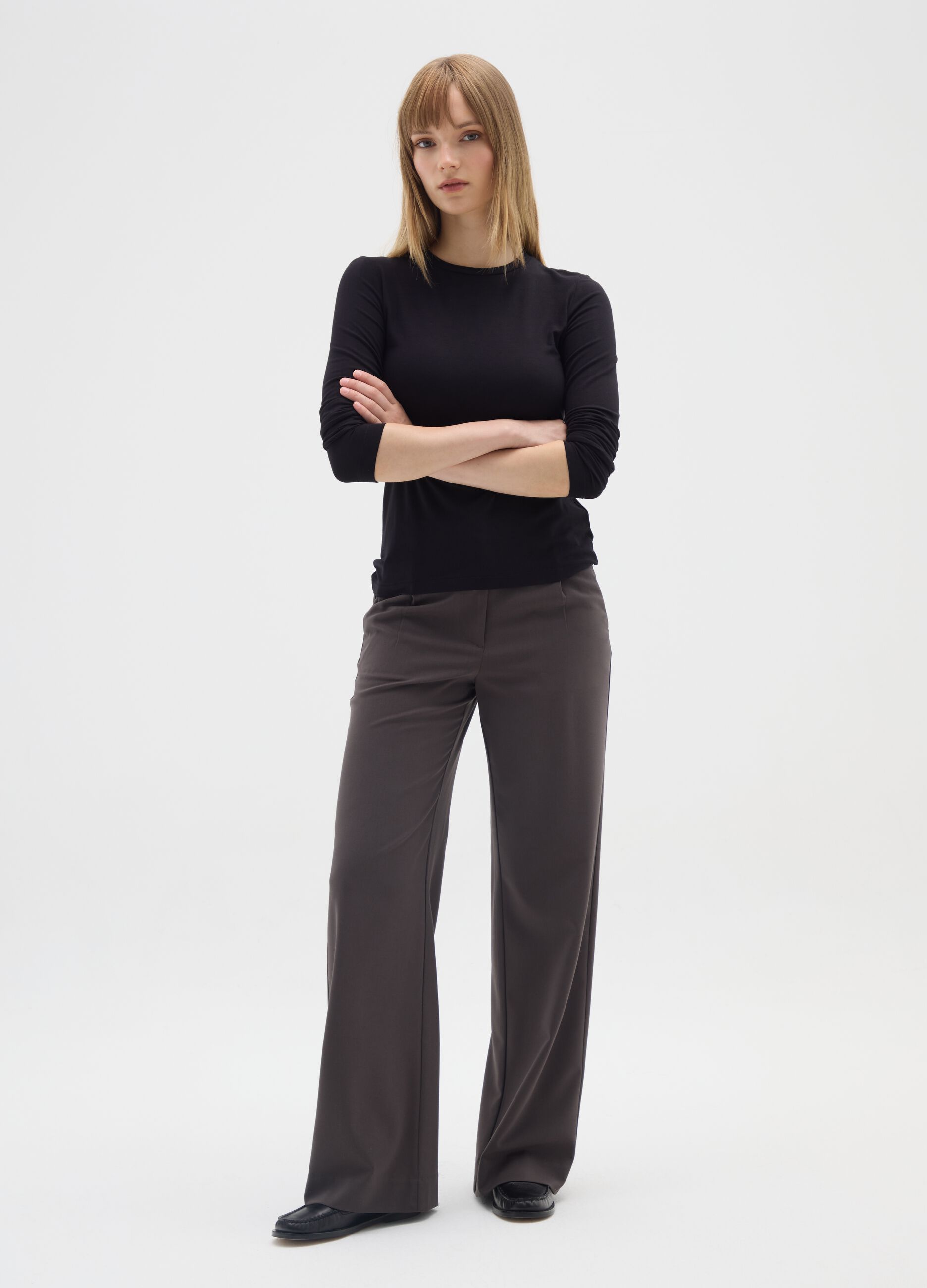 Black Stretch Regular Fit Jumper