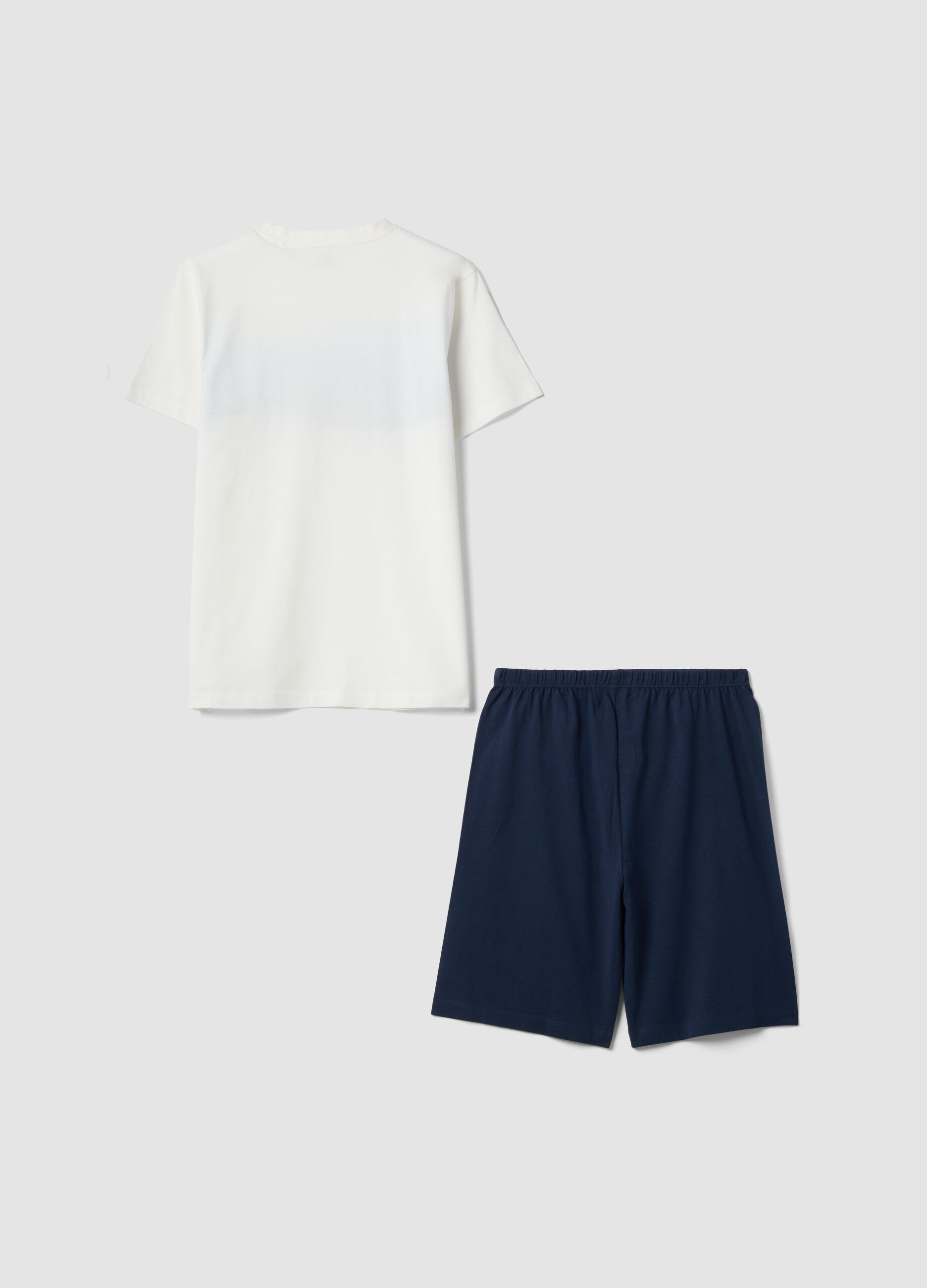 Blue short pyjamas in pure organic cotton for kids, regular fit