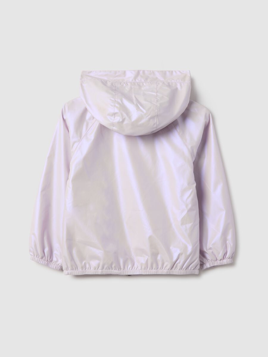 Girl's metallic purple jacket, regular fit with zip and hood_1