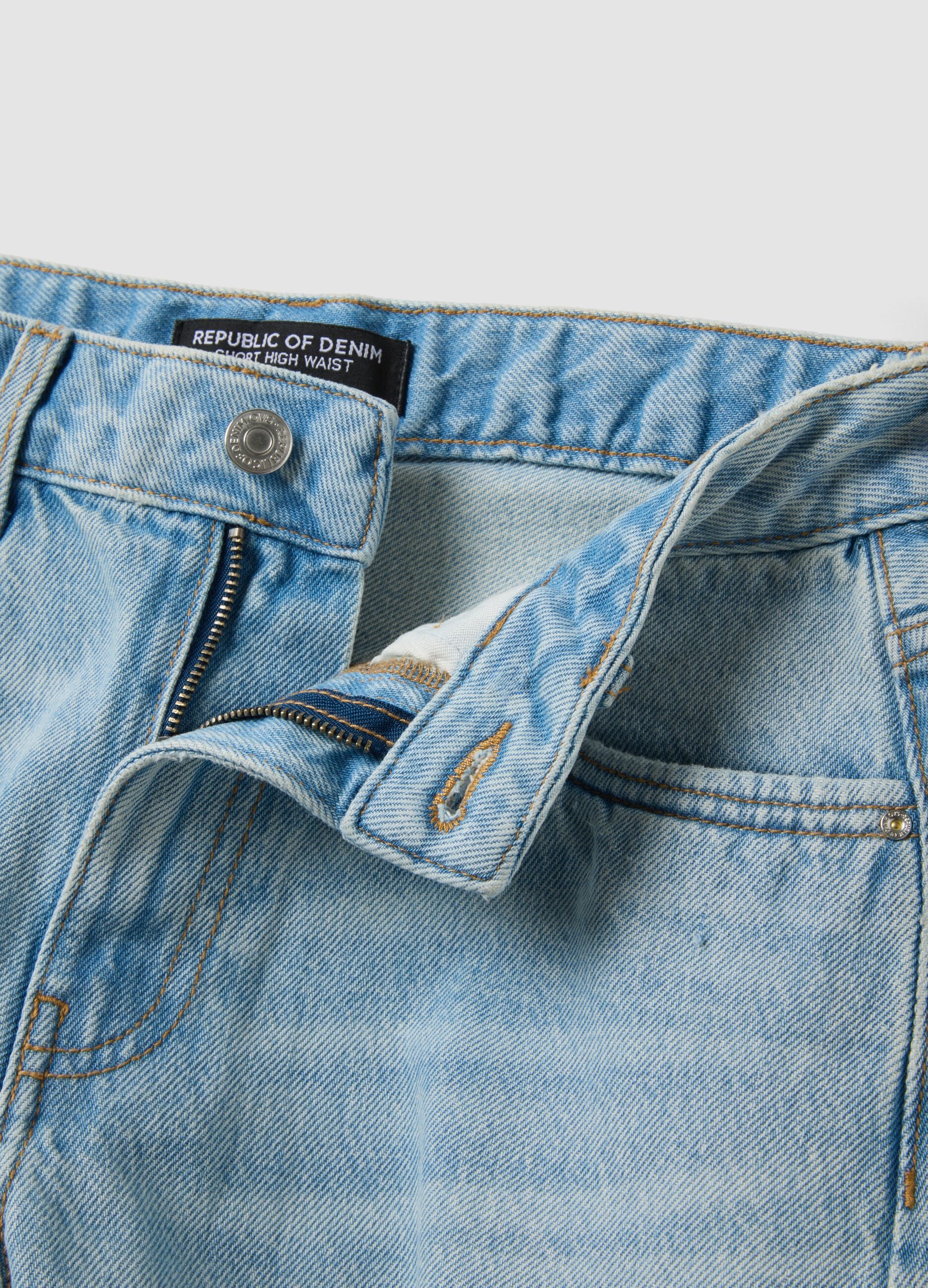 Light blue pure cotton denim shorts