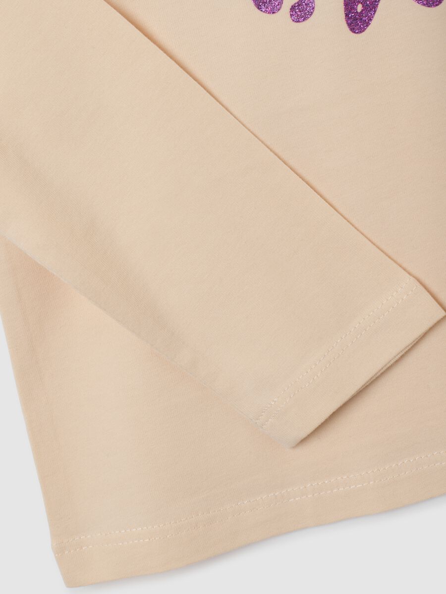 Girl's beige stretch cotton blend T-shirt, regular fit_3