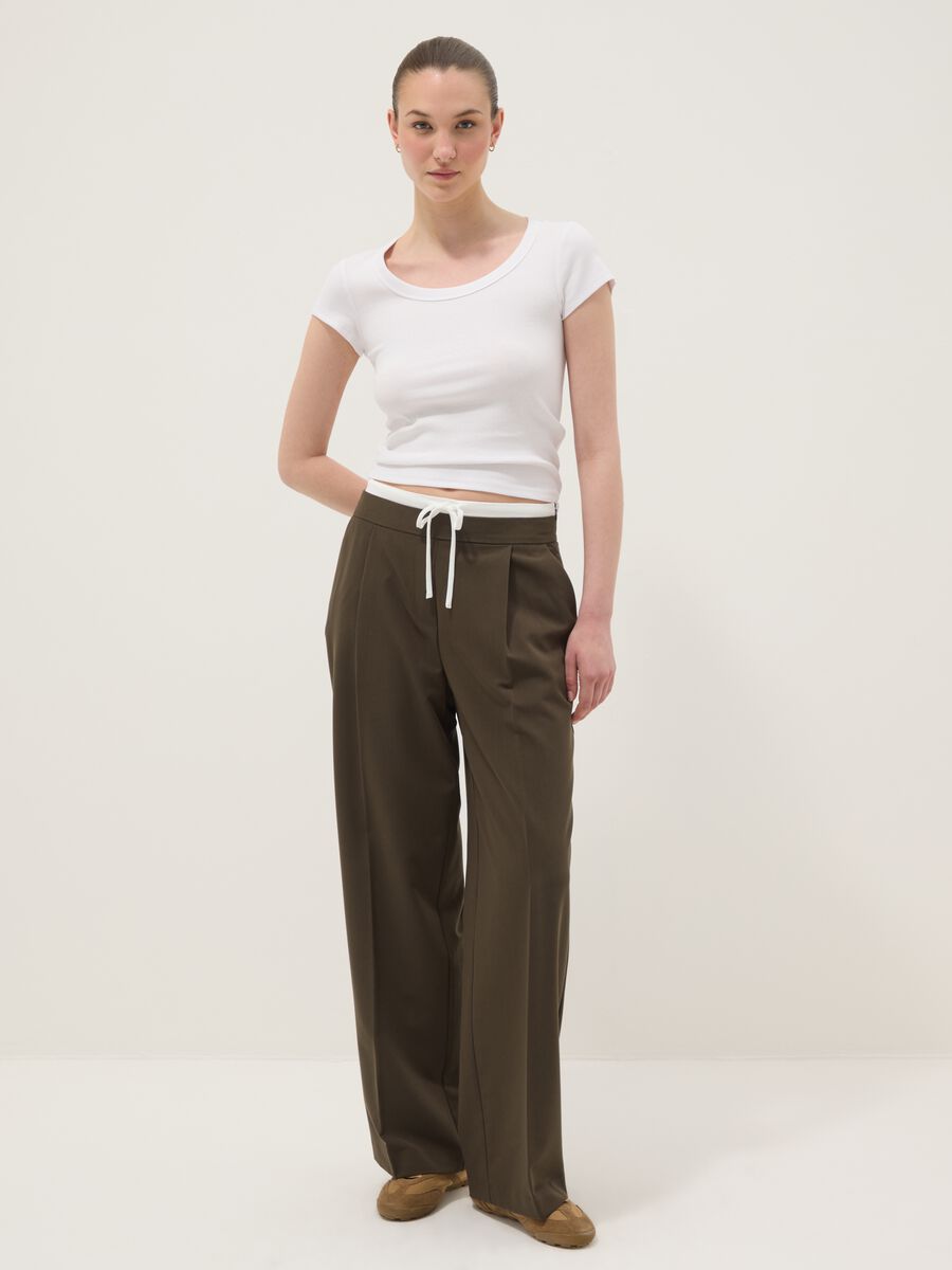 Green jogger trousers with regular fit and elastic waist_0