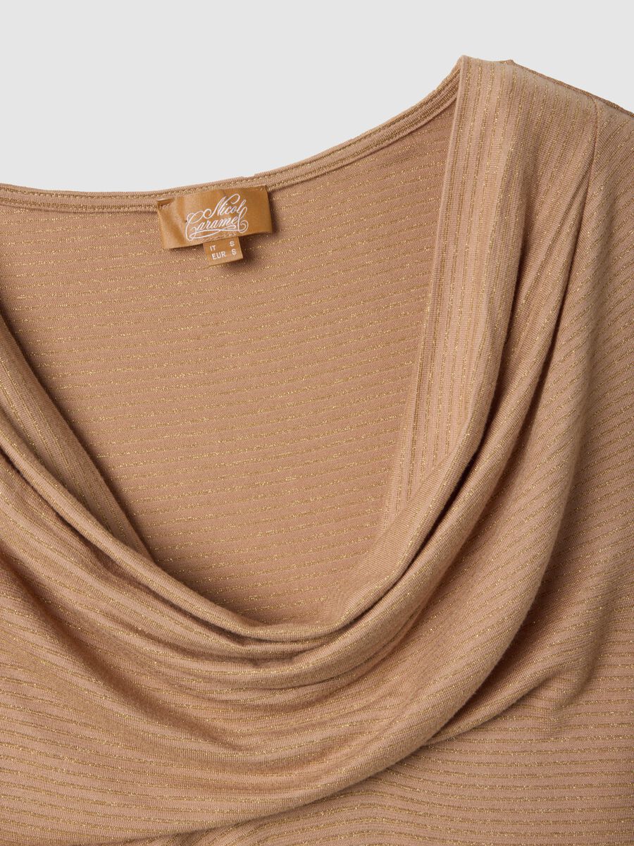 Maglietta beige premaman a maniche corte in viscosa elasticizzata_5