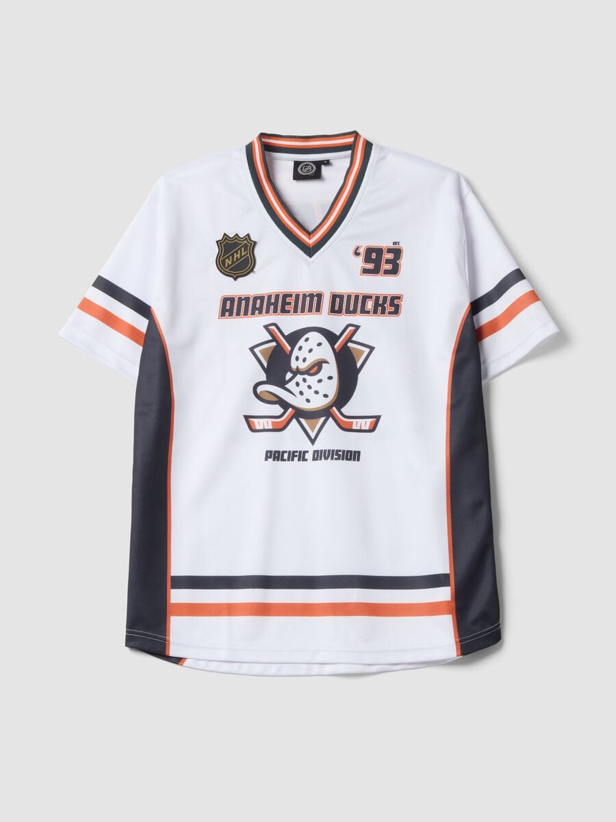 White sports T-shirt with Anaheim Ducks print_4