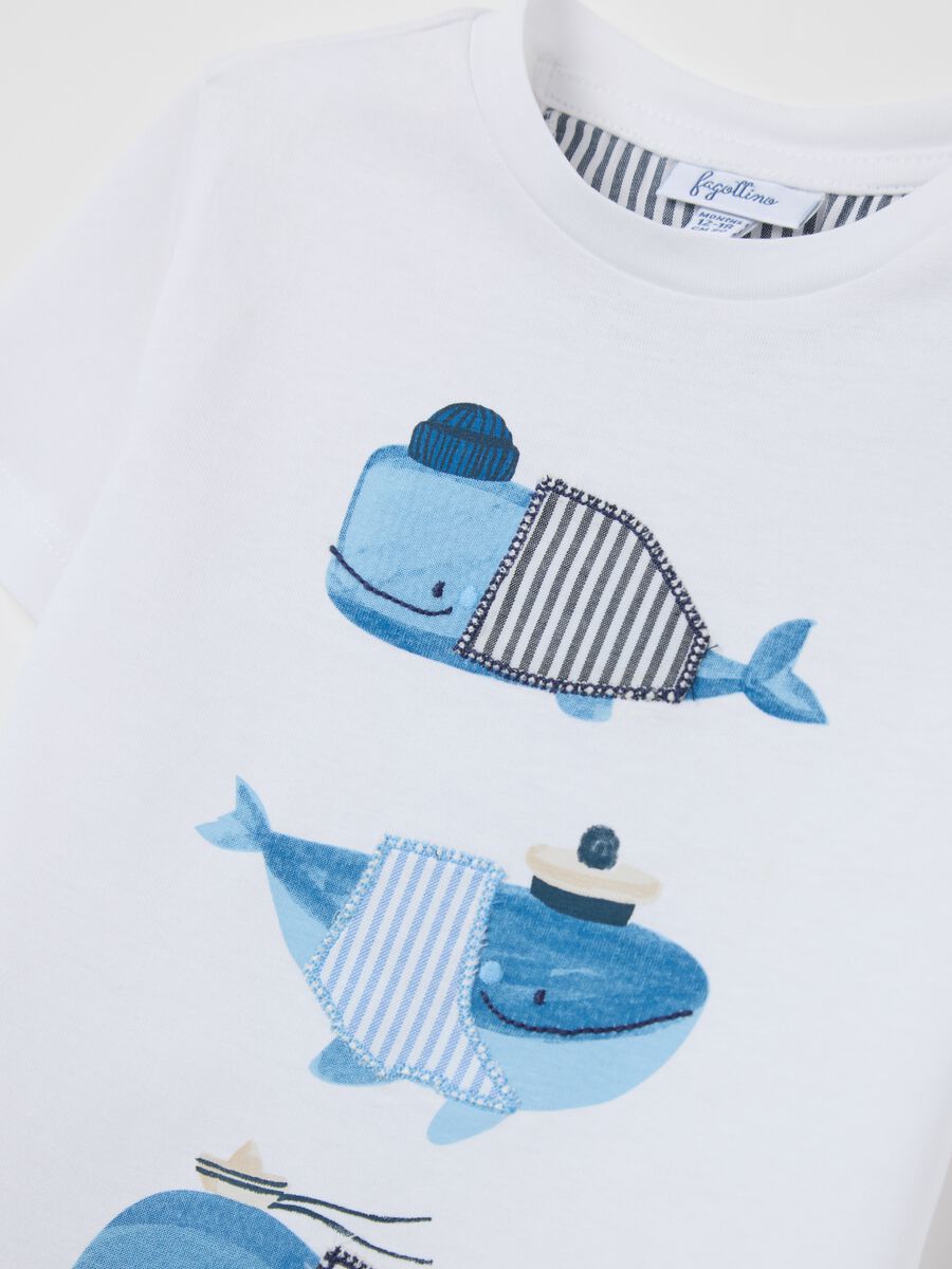 White cotton T-shirt with whales print_2