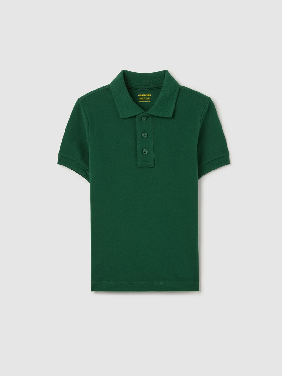 Essential green polo shirt in organic cotton_0