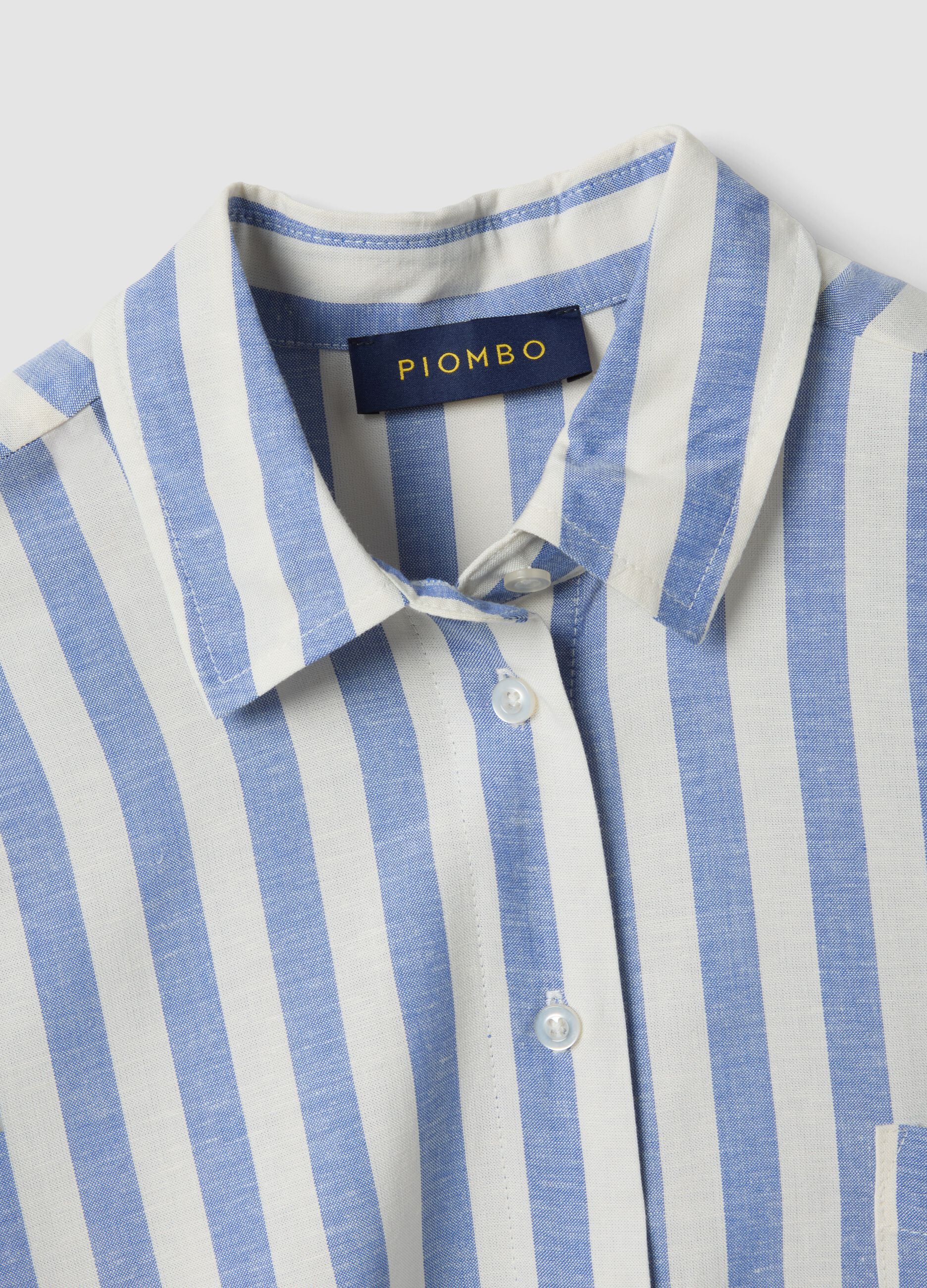 Multicolour striped viscose and linen-blend oversized shirt