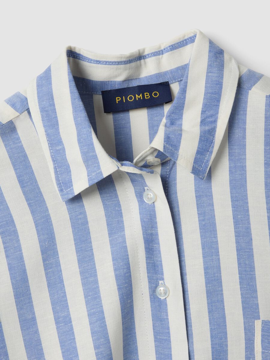 Multicolour striped viscose and linen-blend oversized shirt_5