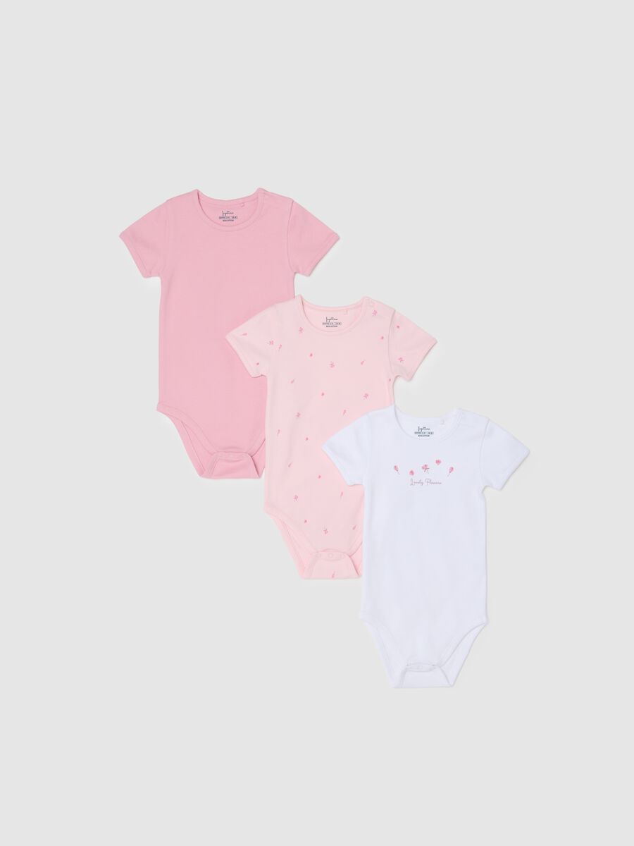 Tripack of pure cotton multicolor baby bodysuits_0