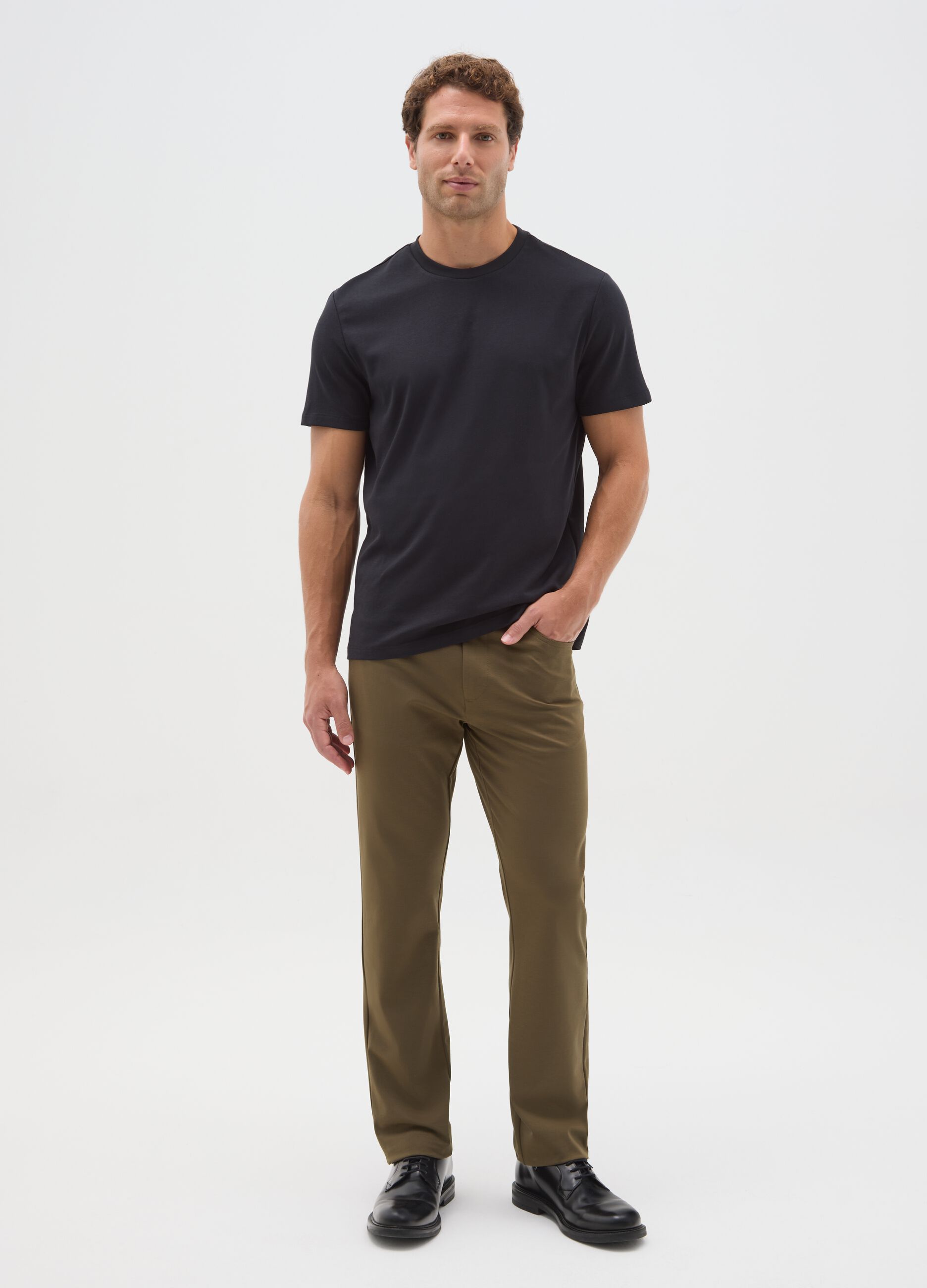 Pantaloni marroni in misto cotone slim fit