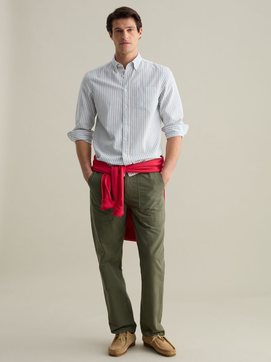 Striped regular-fit shirt in cotton and linen_1