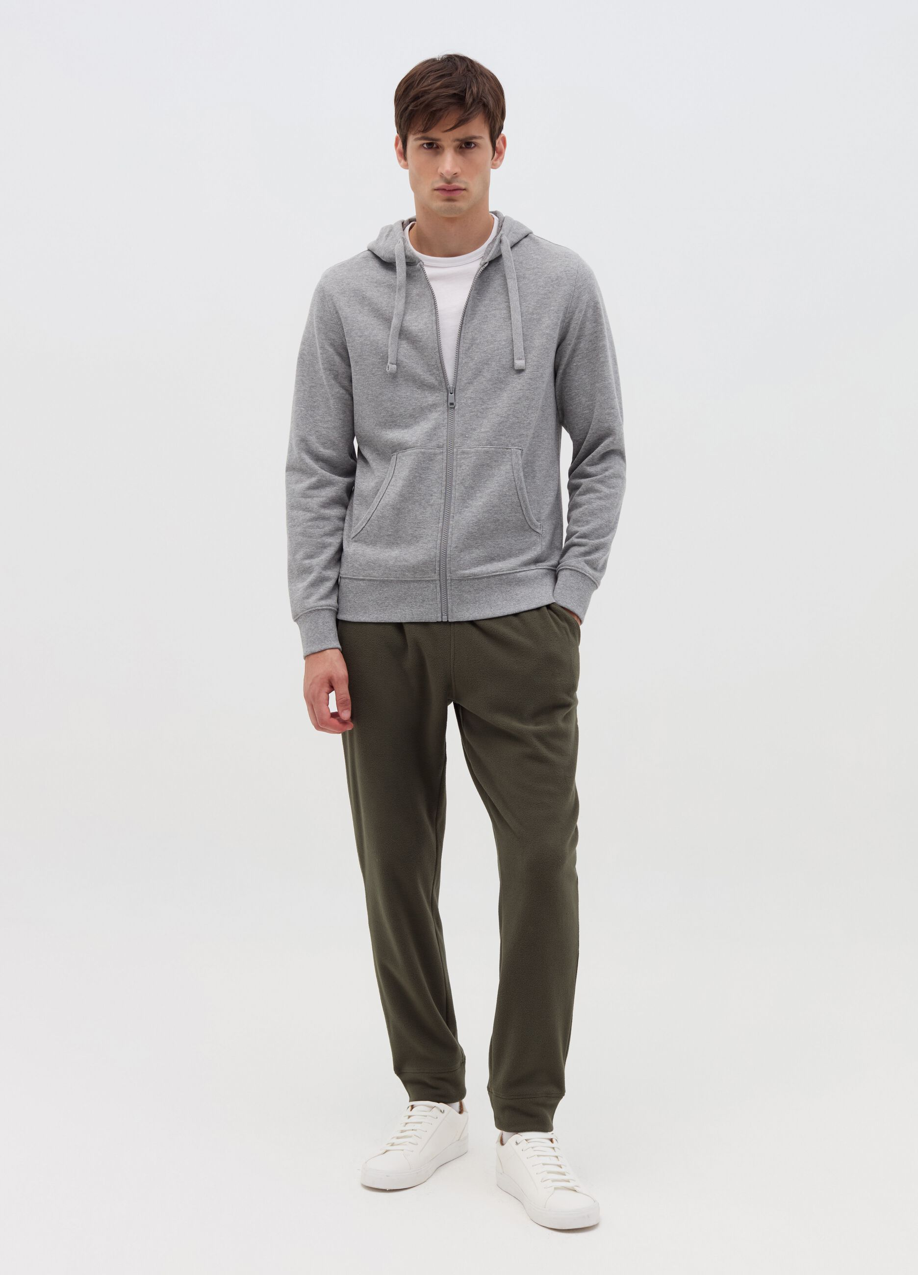 Fleece joggers with drawstring
