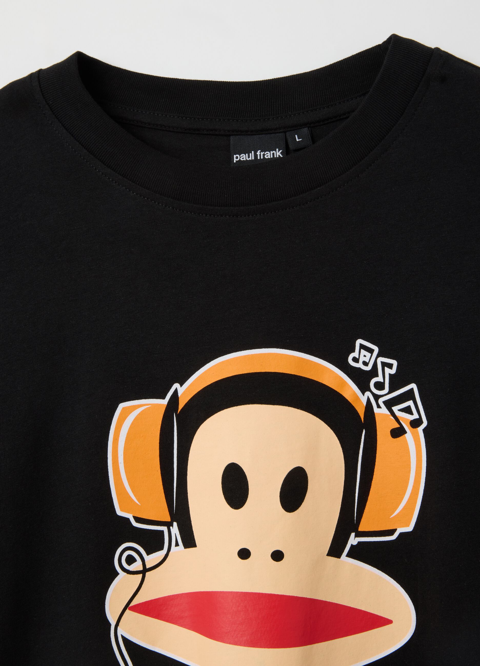 Black short-sleeve T-shirt in pure cotton regular fit