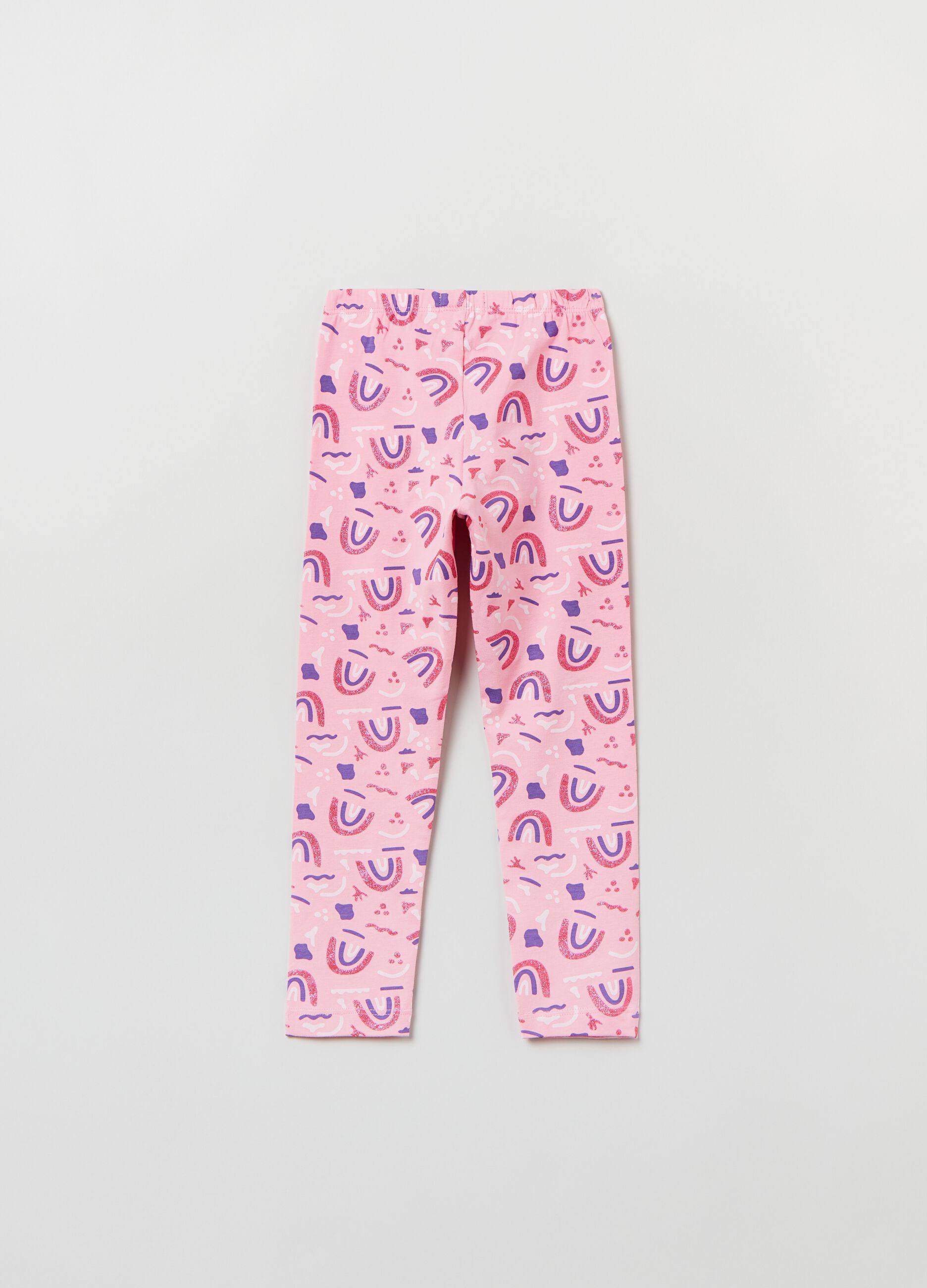 Leggings in cotone stretch con glitter_1