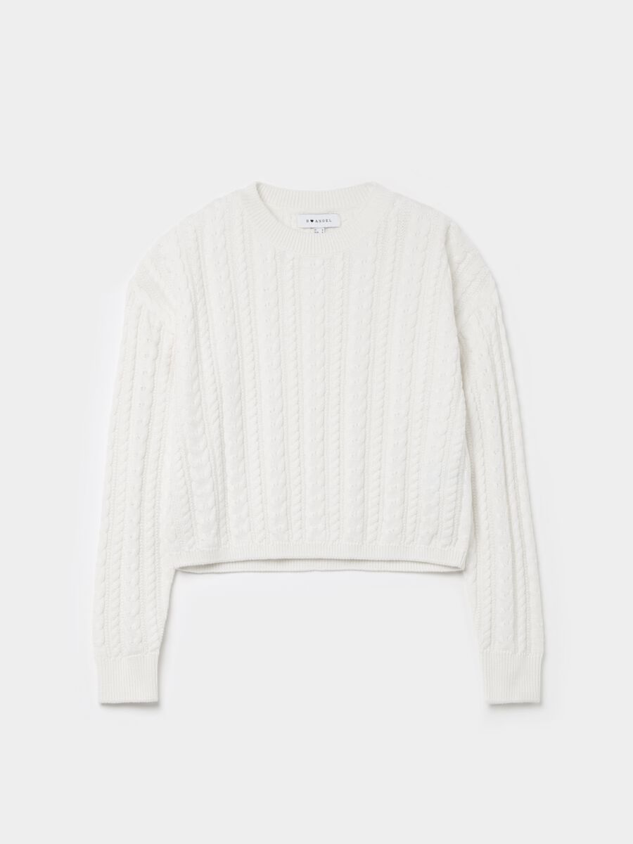 Cropped pullover with cable-knit design_4