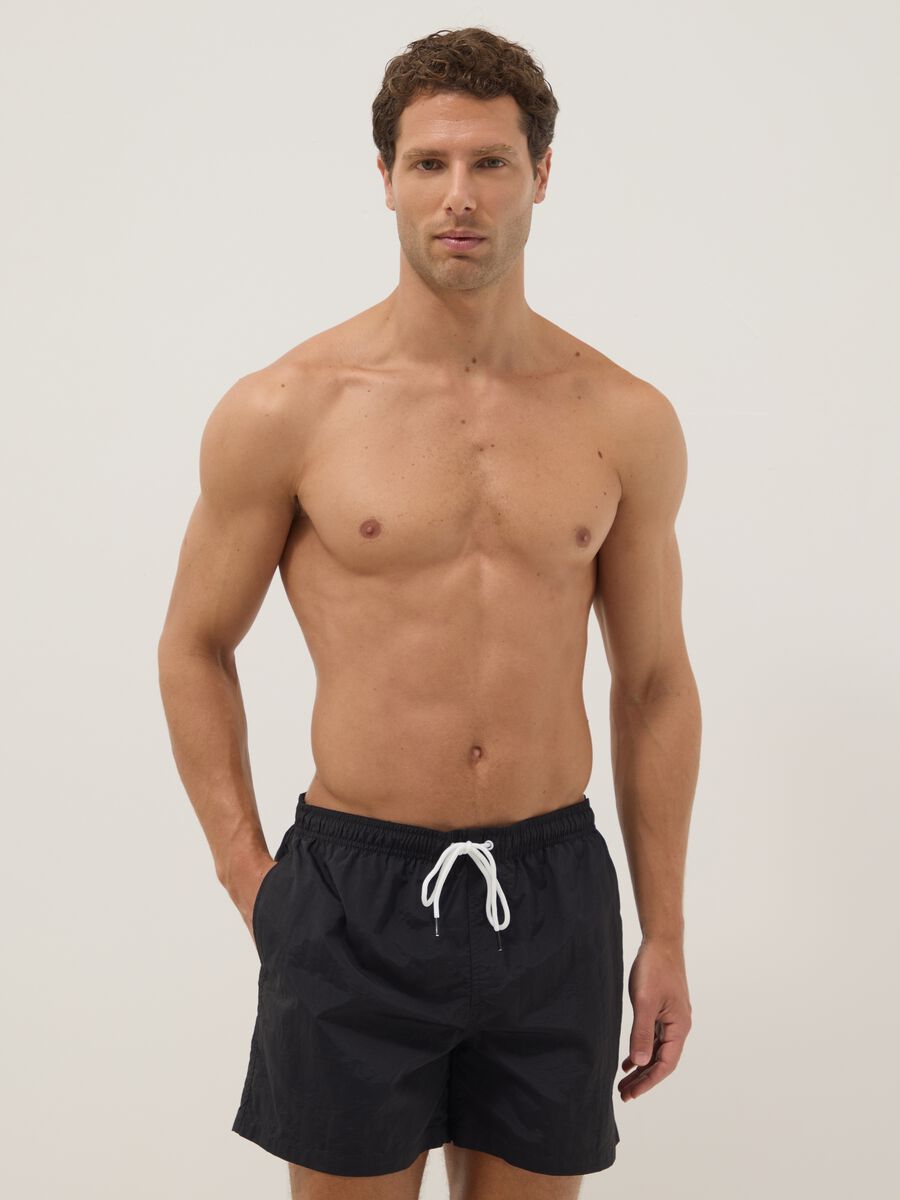 Boxer da mare neri regular fit con coulisse_0