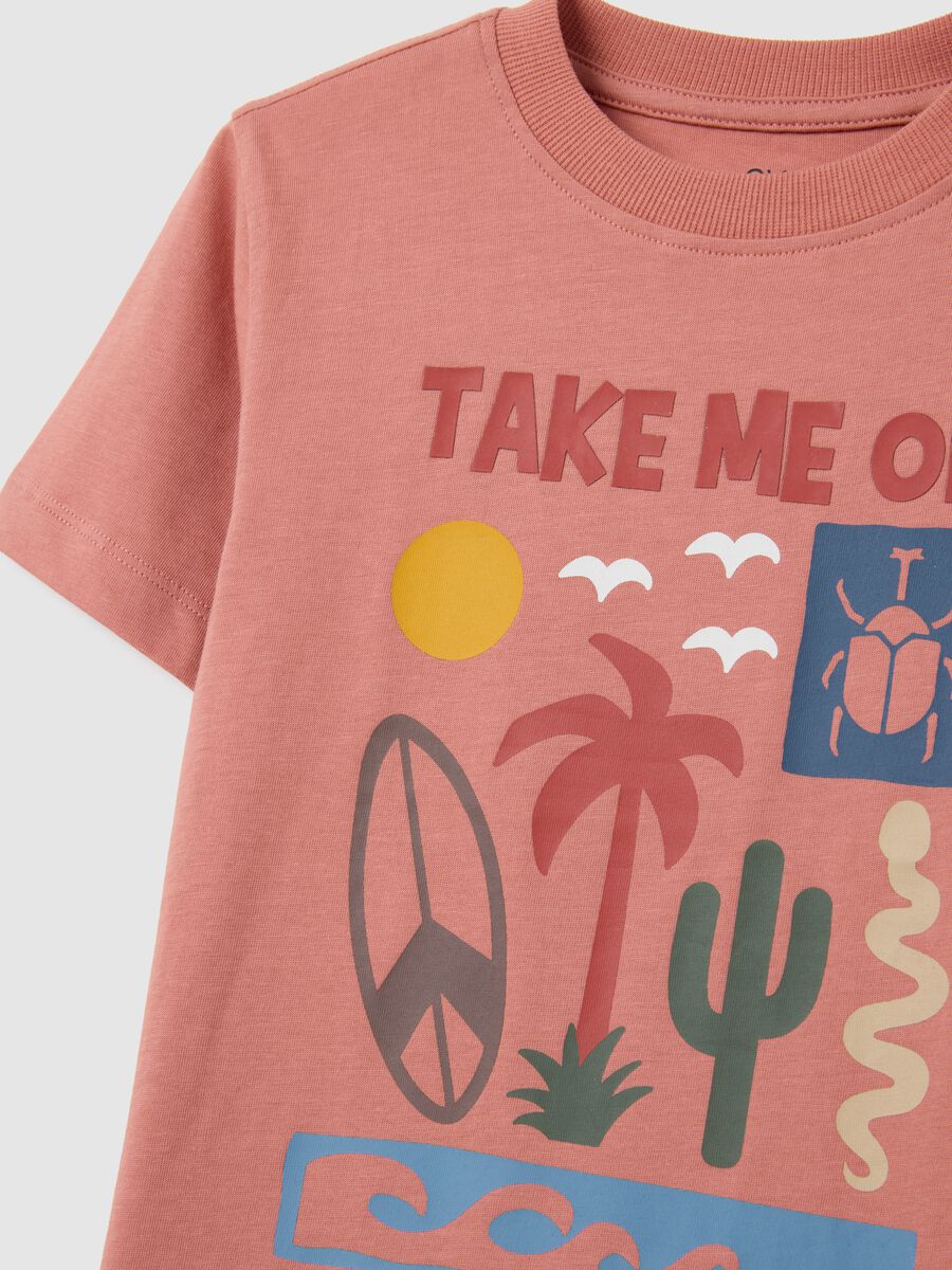 Children's pink pure cotton regular fit T-shirt with print_3