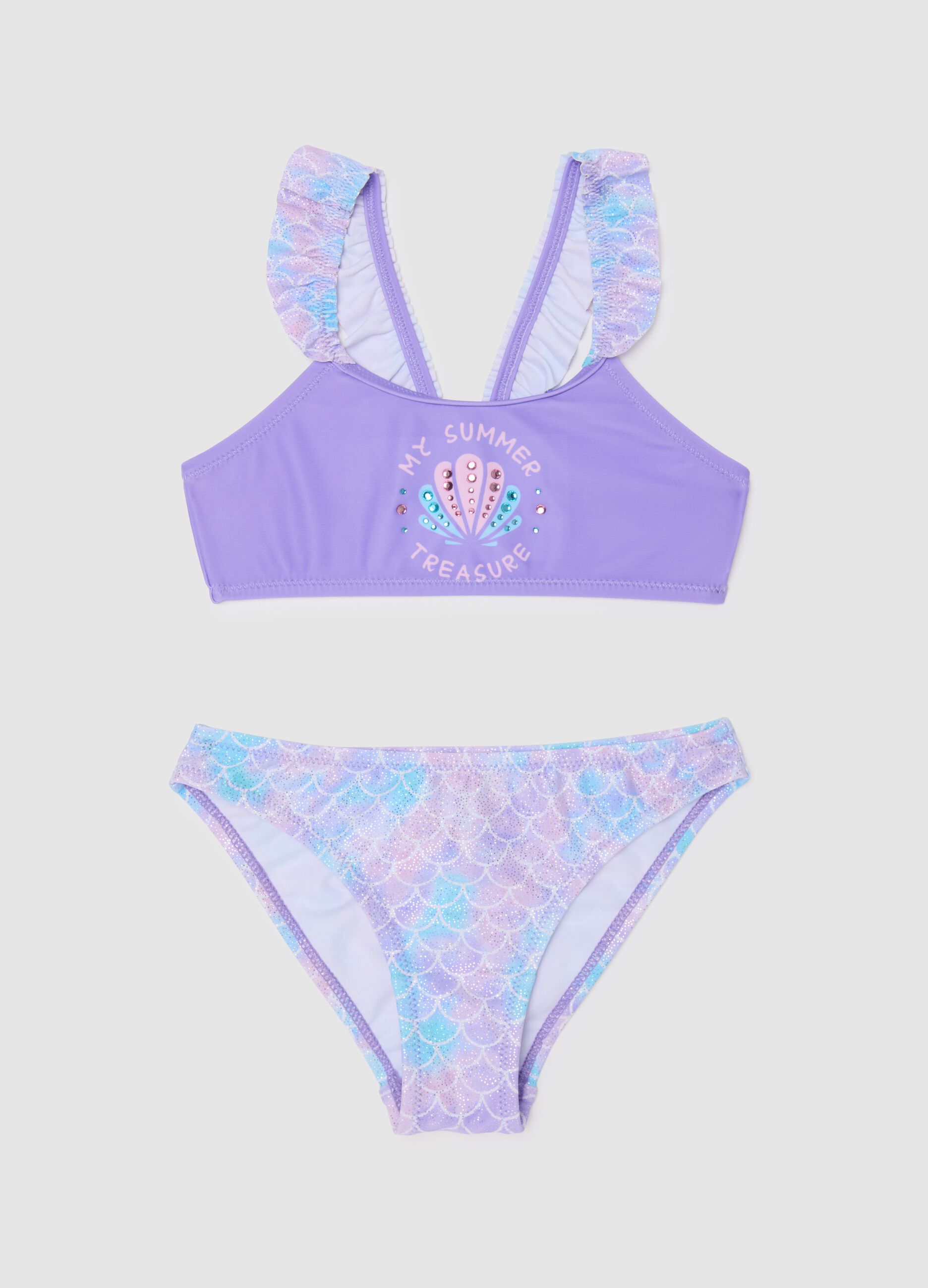 Girls' multicolour stretch blend bikini