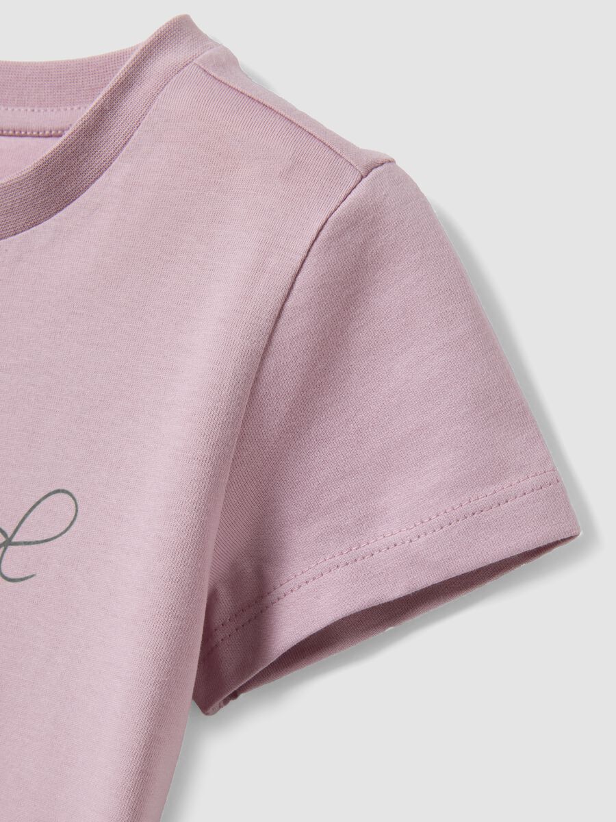 T-shirt rosa in puro cotone organico da bambina con stampa e glitter_3